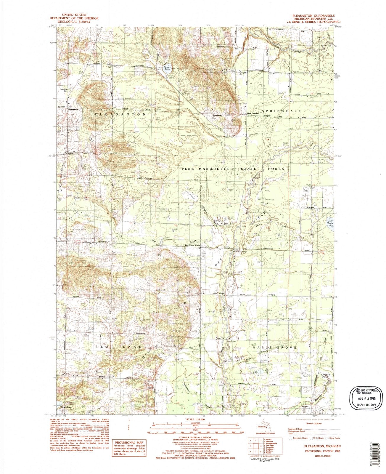 1982 Pleasanton, MI - Michigan - USGS Topographic Map