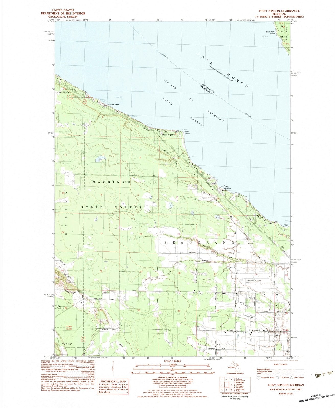 1982 Point Nipigon, MI - Michigan - USGS Topographic Map