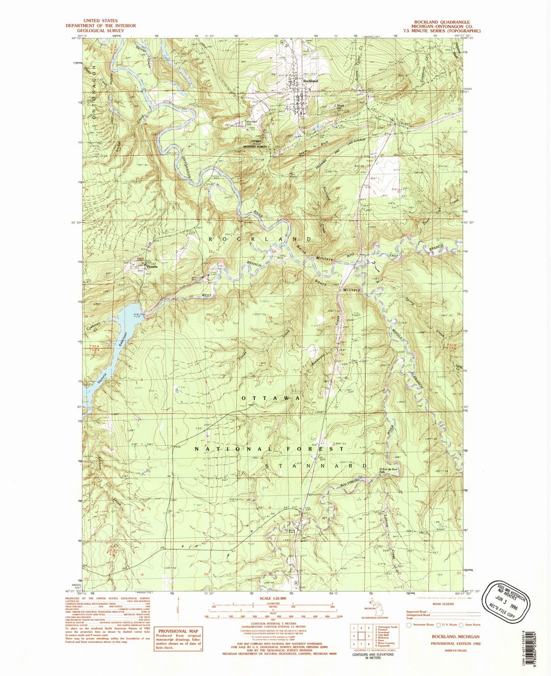 1982 Rockland, MI - Michigan - USGS Topographic Map