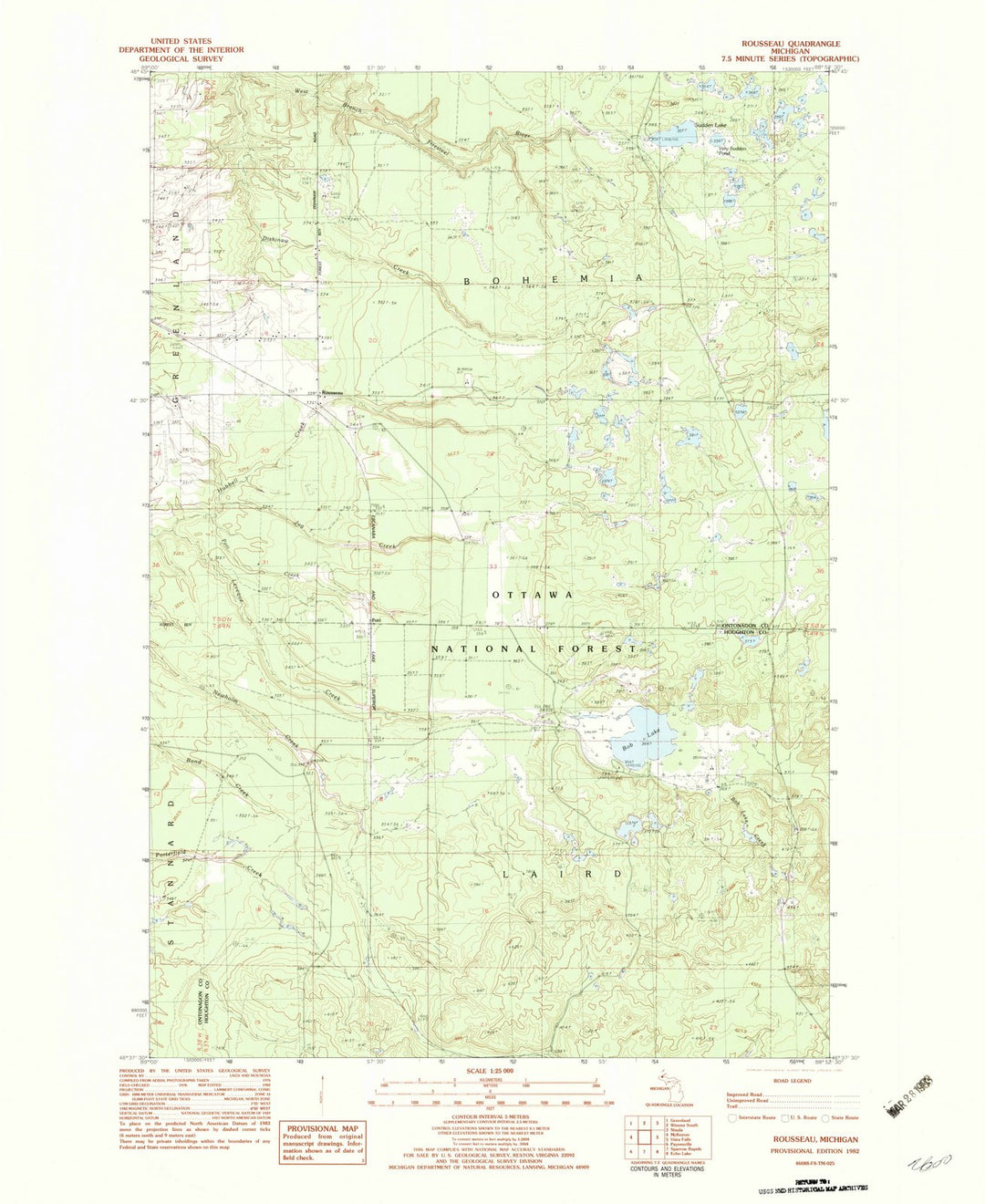 1982 Rousseau, MI - Michigan - USGS Topographic Map