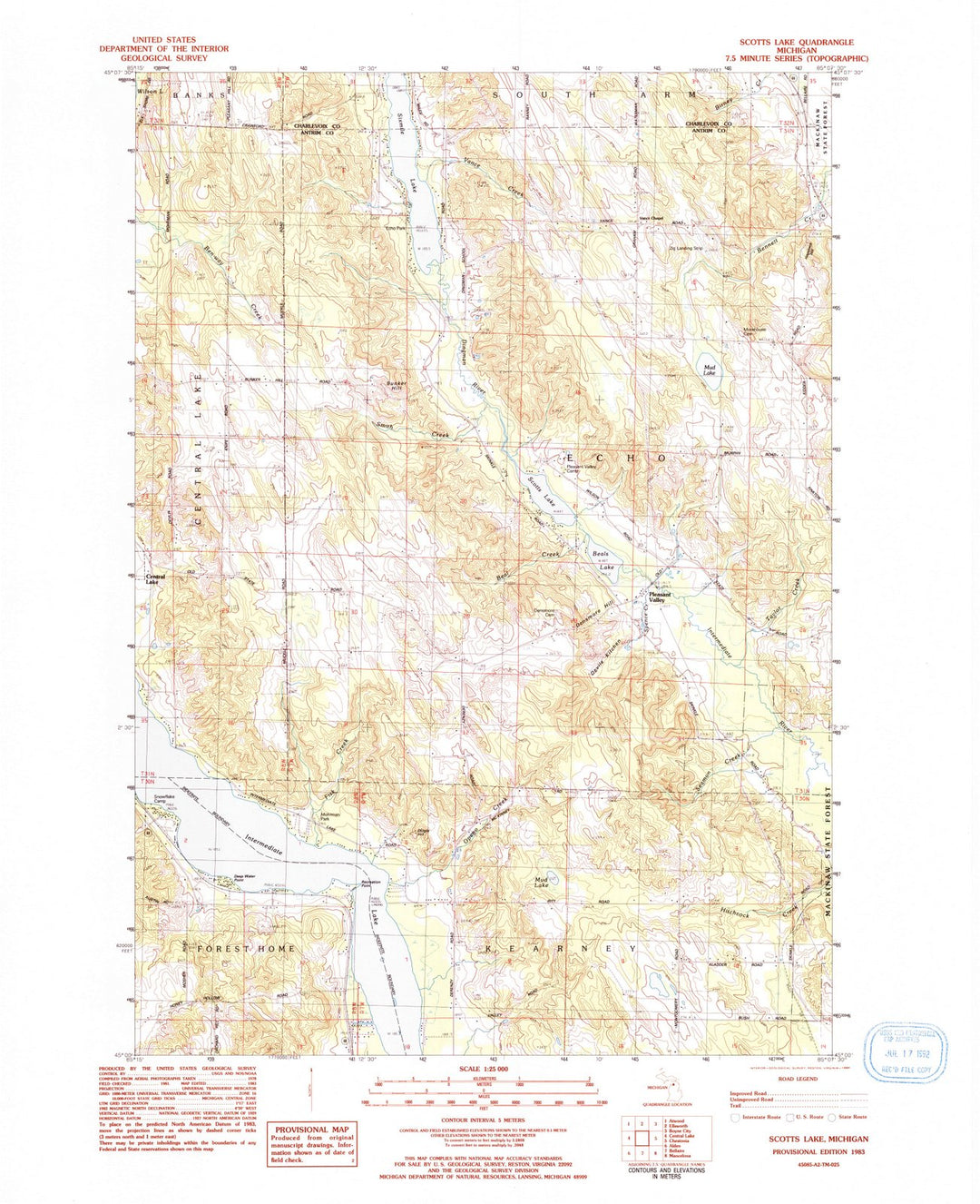 1983 Scotts Lake, MI - Michigan - USGS Topographic Map