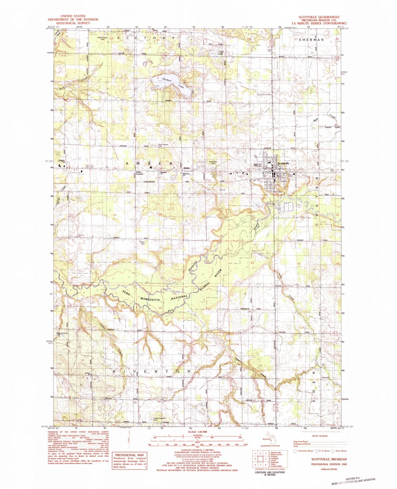 1983 Scottville, MI - Michigan - USGS Topographic Map