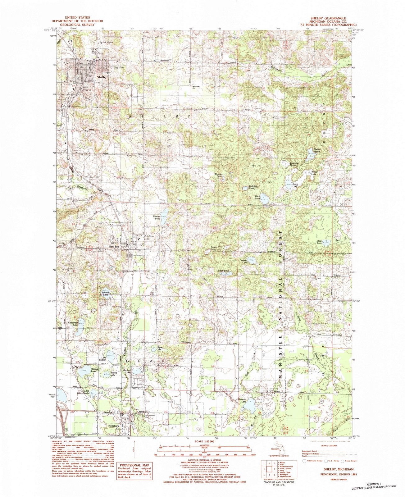 1983 Shelby, MI - Michigan - USGS Topographic Map