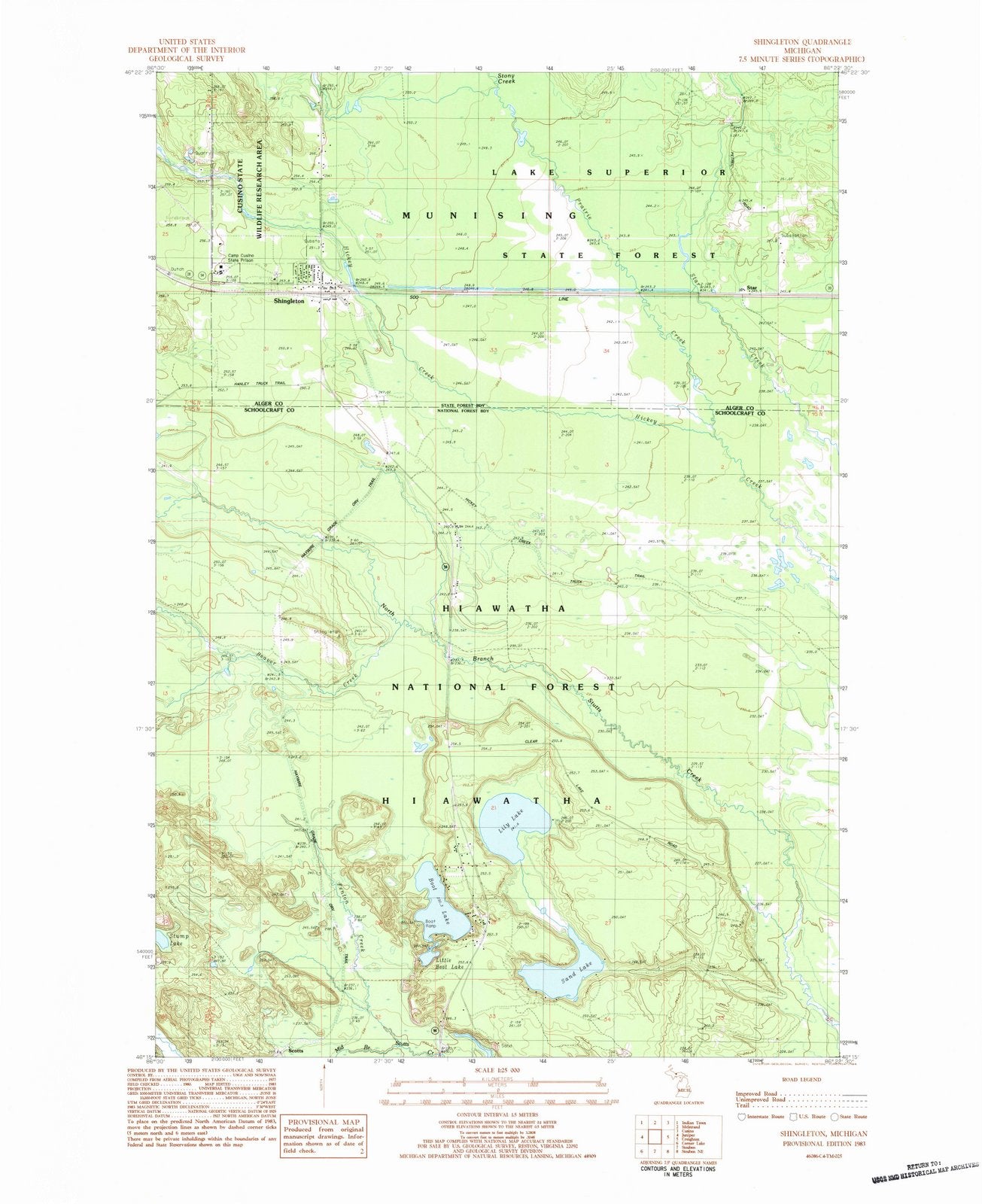 1983 Shingleton, MI - Michigan - USGS Topographic Map