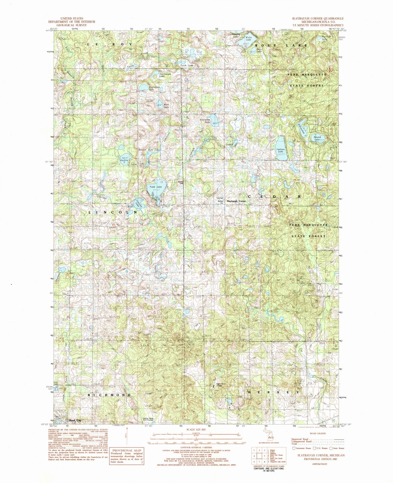 1983 Slaybaugh Corner, MI - Michigan - USGS Topographic Map