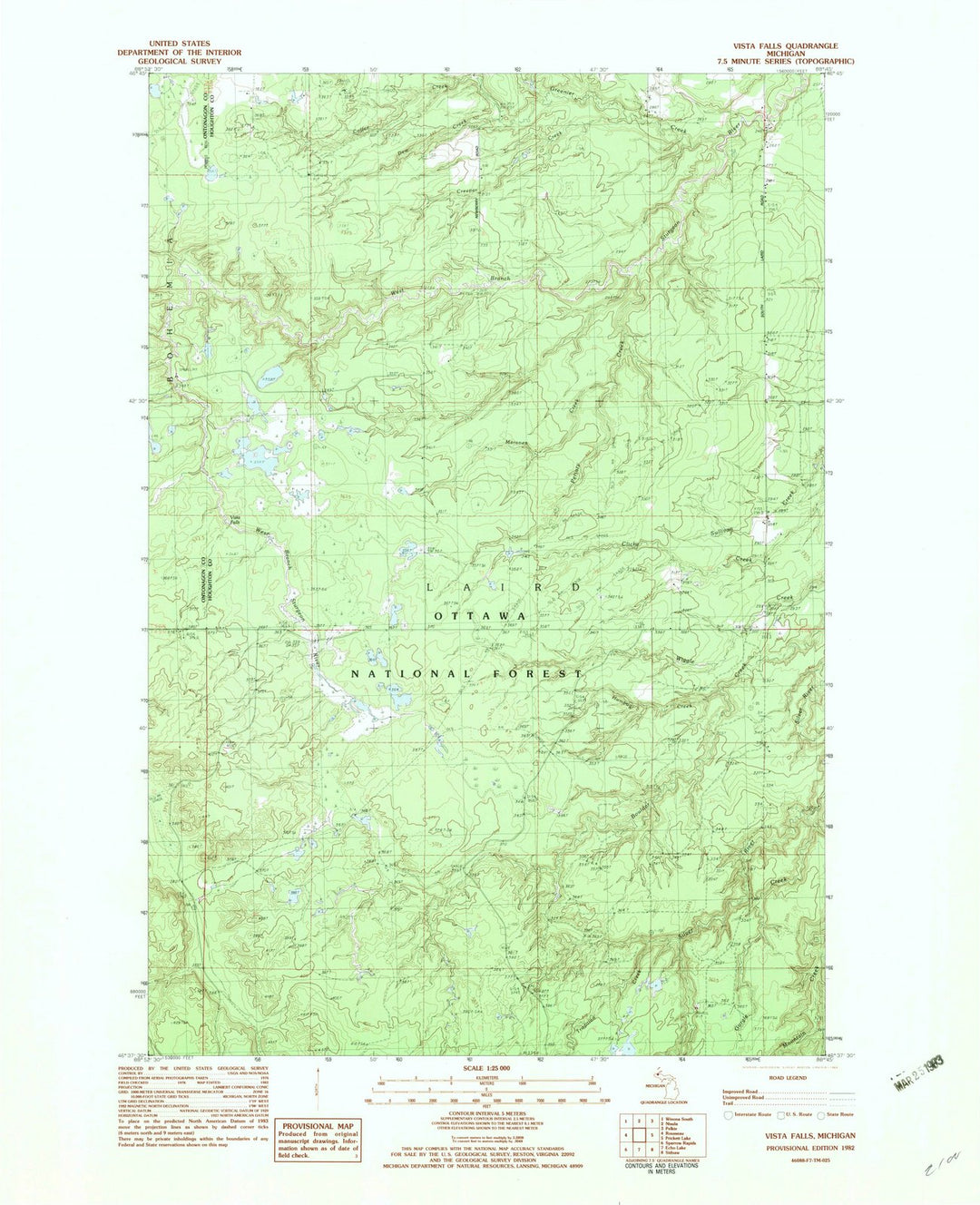 1982 Vista Falls, MI - Michigan - USGS Topographic Map