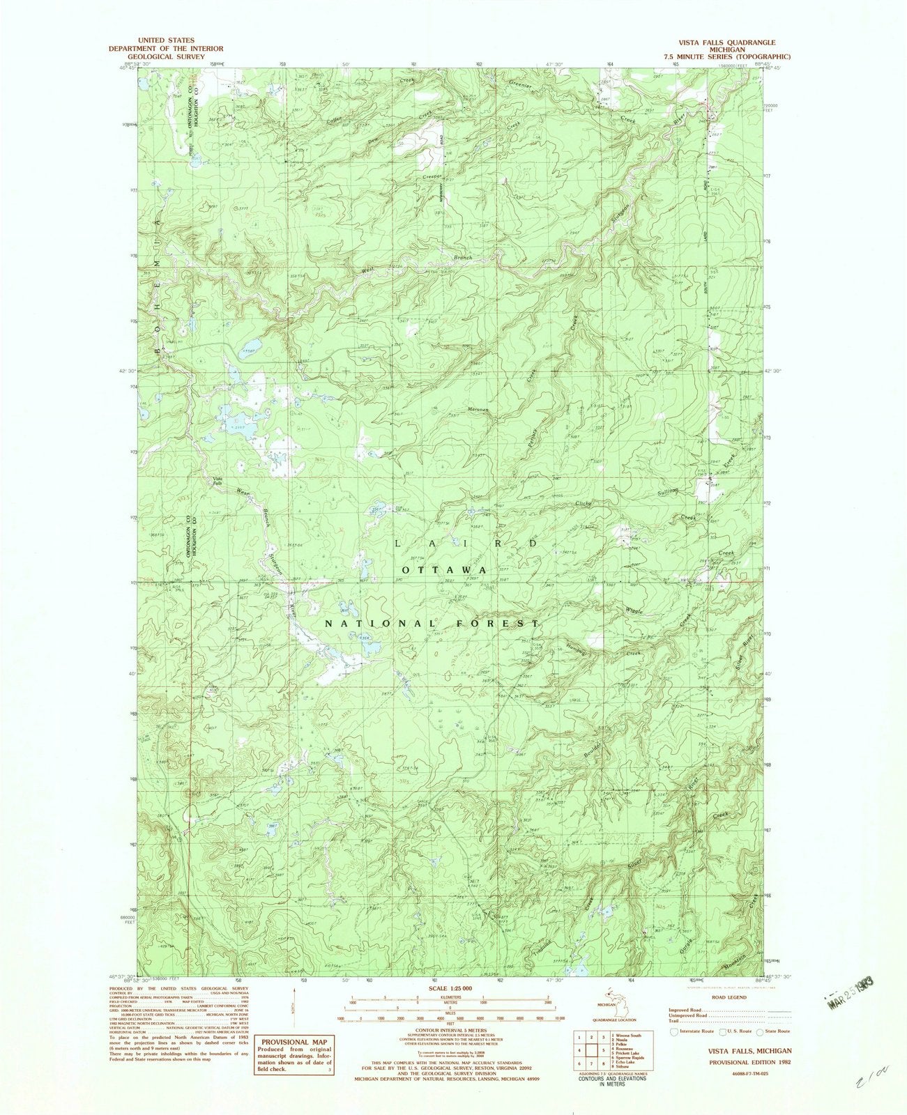 1982 Vista Falls, MI - Michigan - USGS Topographic Map