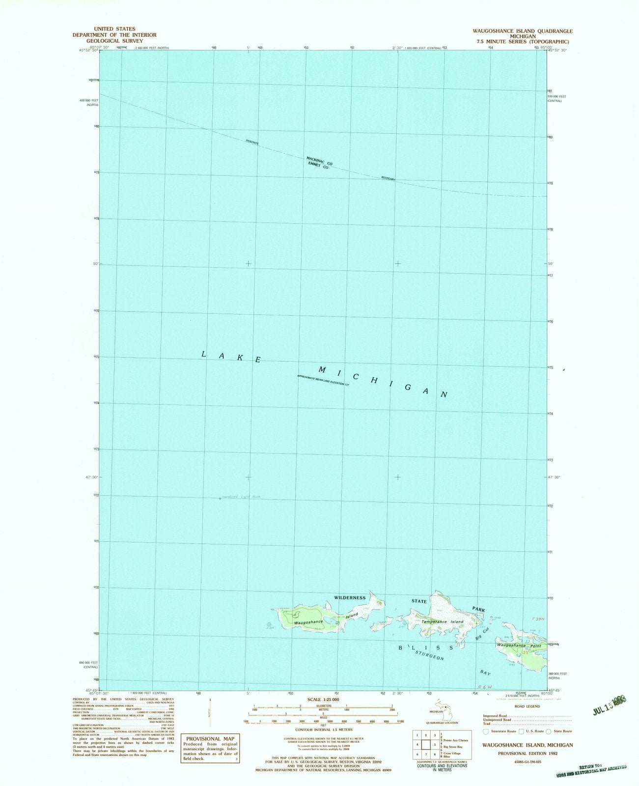 1982 Waugoshance Island, MI - Michigan - USGS Topographic Map