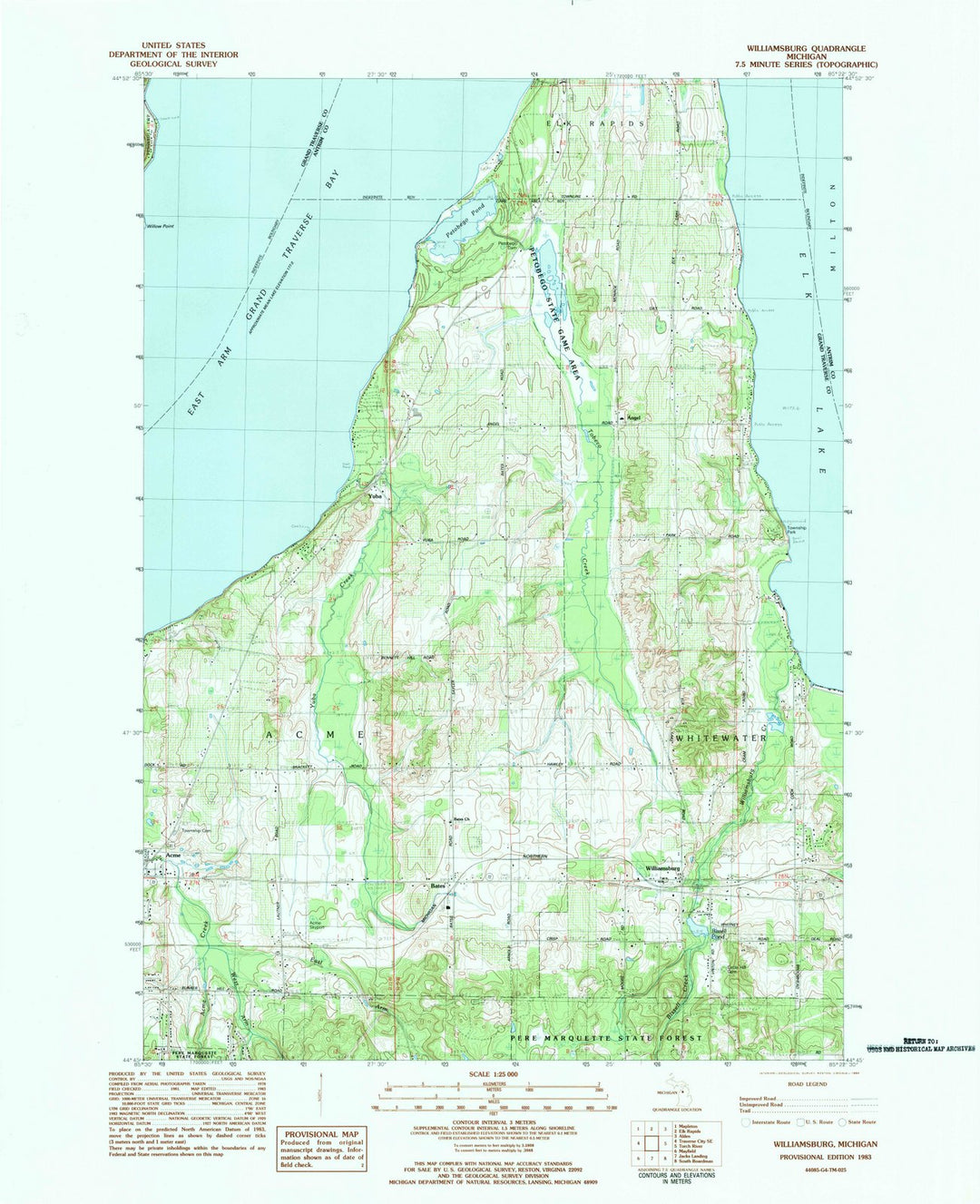 1983 Williamsburg, MI - Michigan - USGS Topographic Map