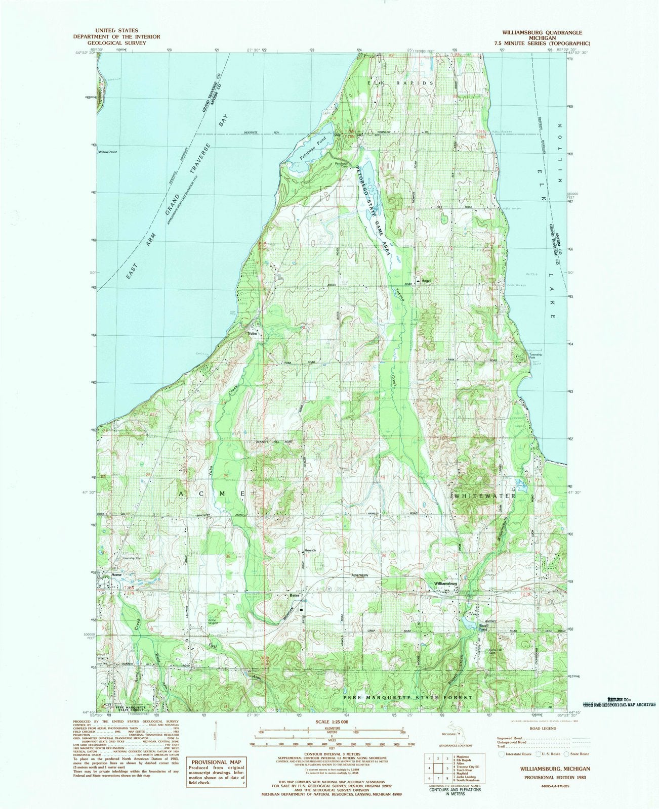 1983 Williamsburg, MI - Michigan - USGS Topographic Map