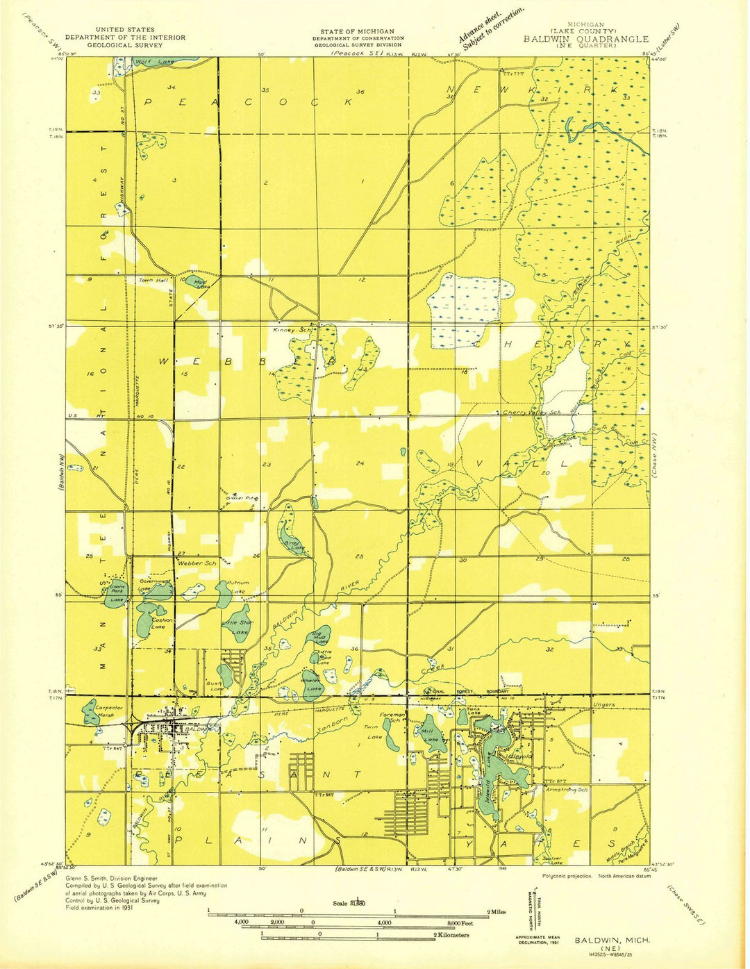 1931 Baldwin, MI - Michigan - USGS Topographic Map