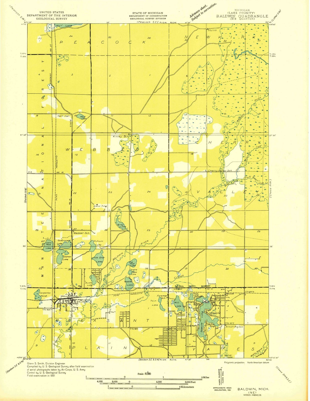 1931 Baldwin, MI - Michigan - USGS Topographic Map