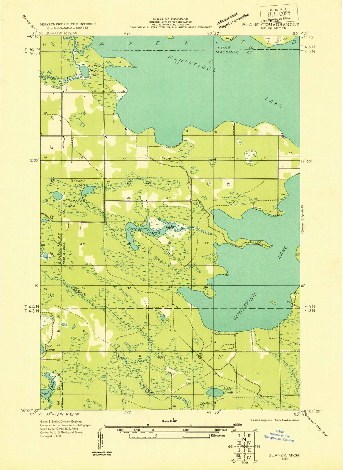1931 Blaney, MI - Michigan - USGS Topographic Map