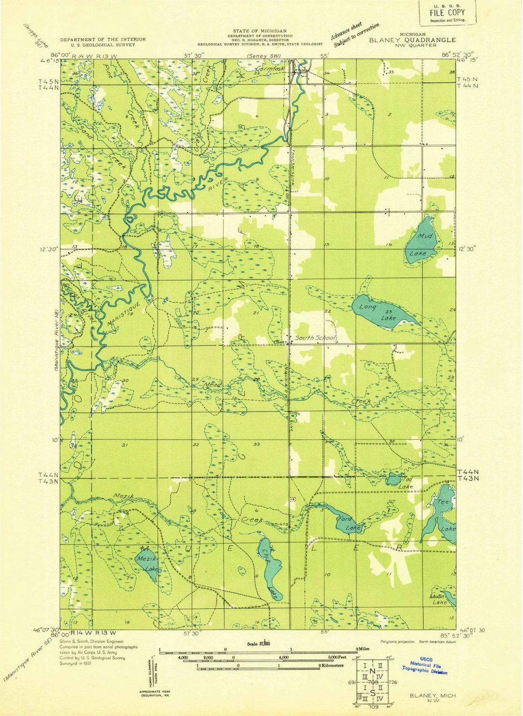 1931 Blaney, MI - Michigan - USGS Topographic Map v2