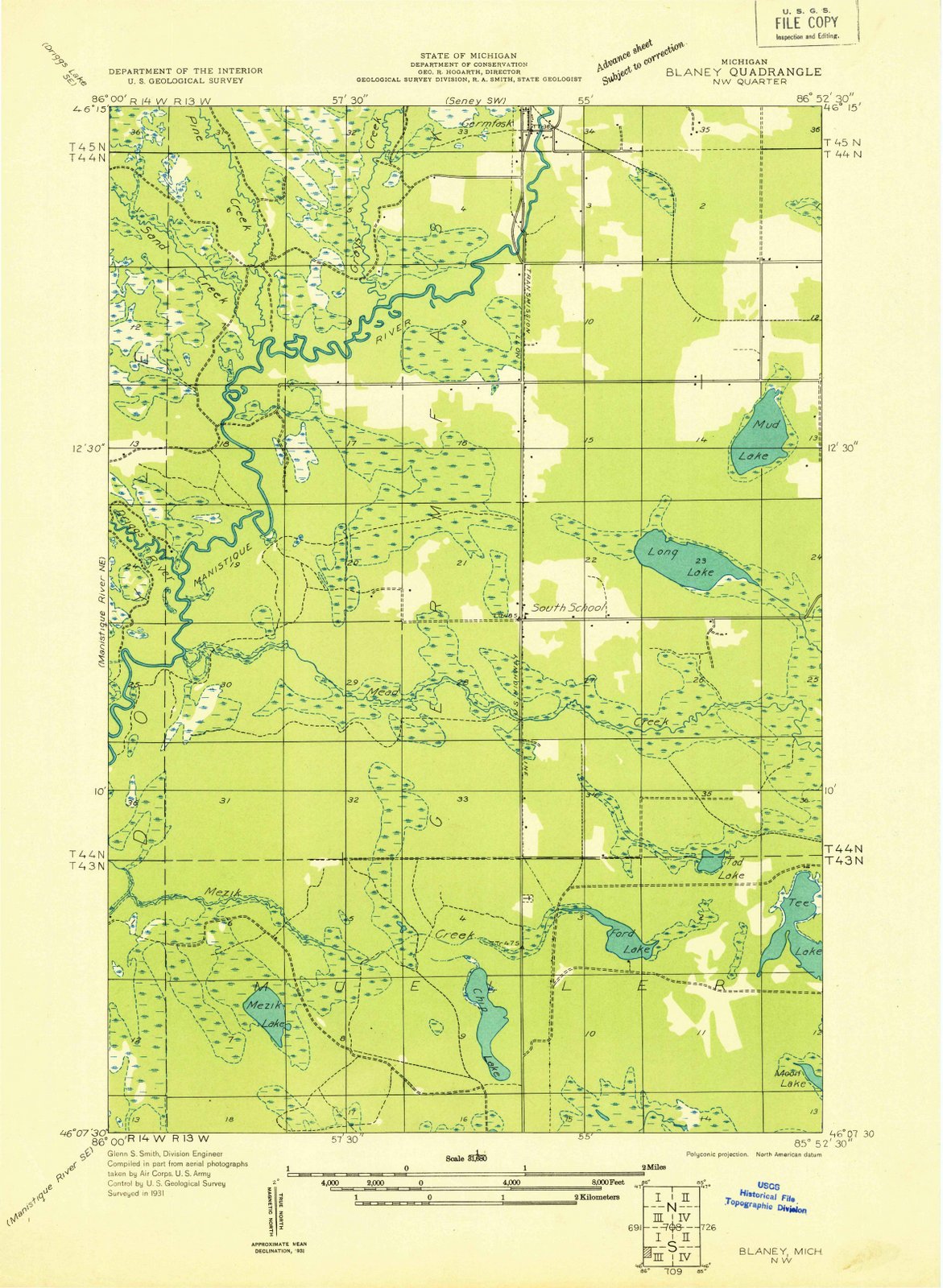 1931 Blaney, MI - Michigan - USGS Topographic Map v2