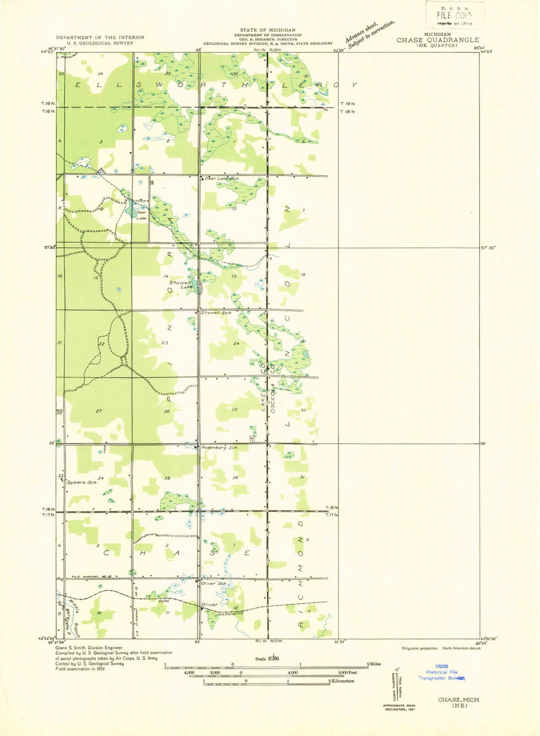 1931 Chase, MI - Michigan - USGS Topographic Map