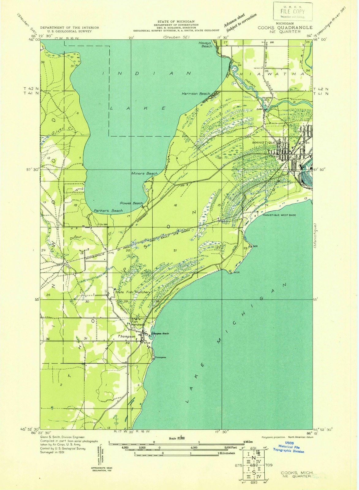 1931 Cooks, MI - Michigan - USGS Topographic Map