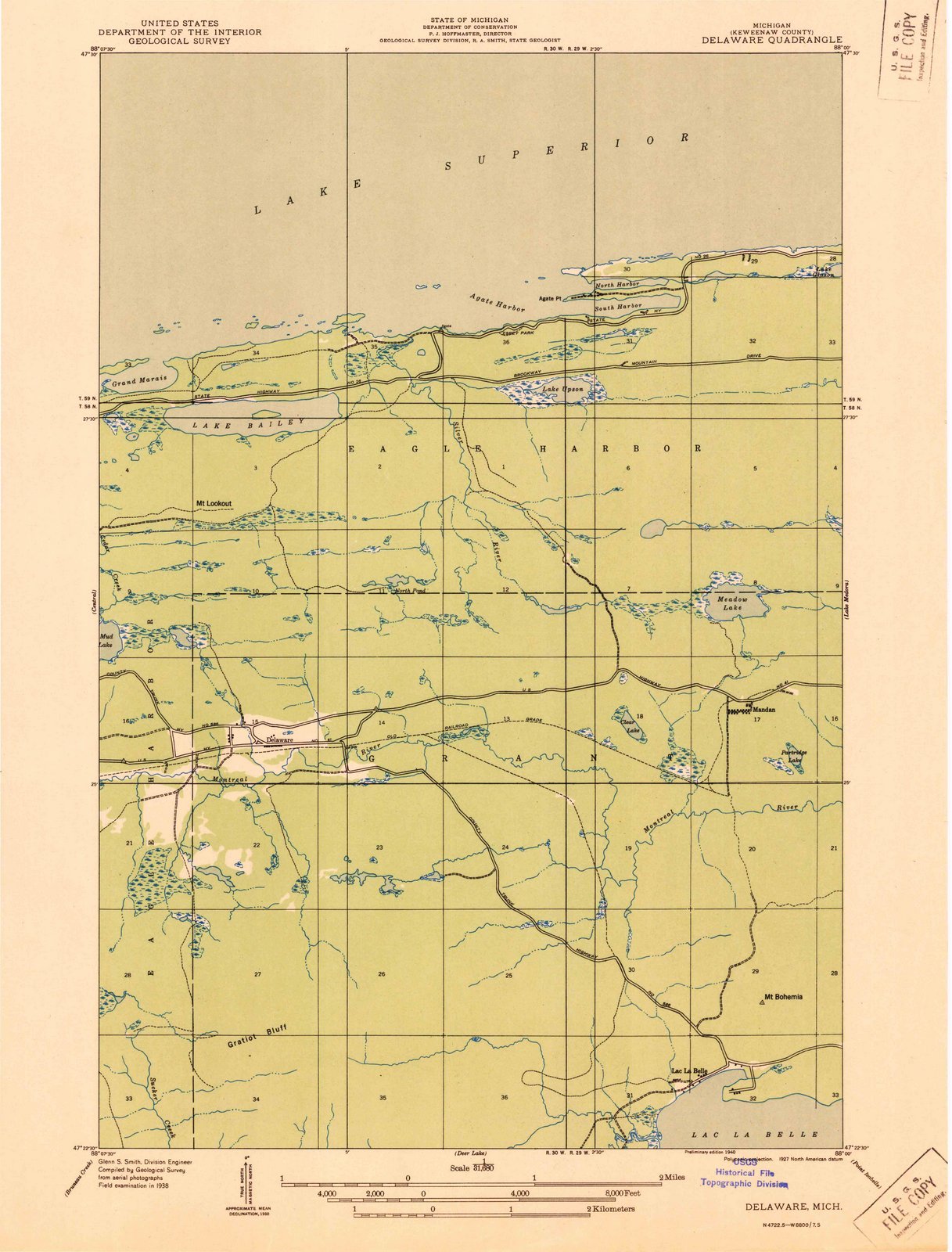 1938 Delaware, MI - Michigan - USGS Topographic Map