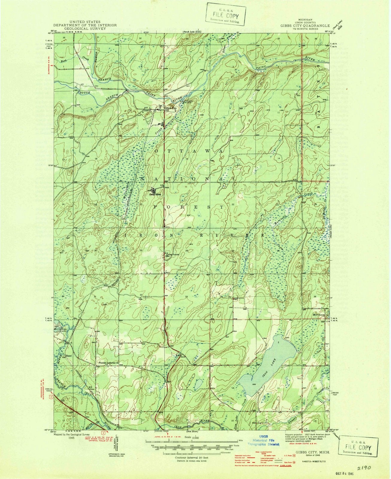 1946 Gibbs City, MI - Michigan - USGS Topographic Map