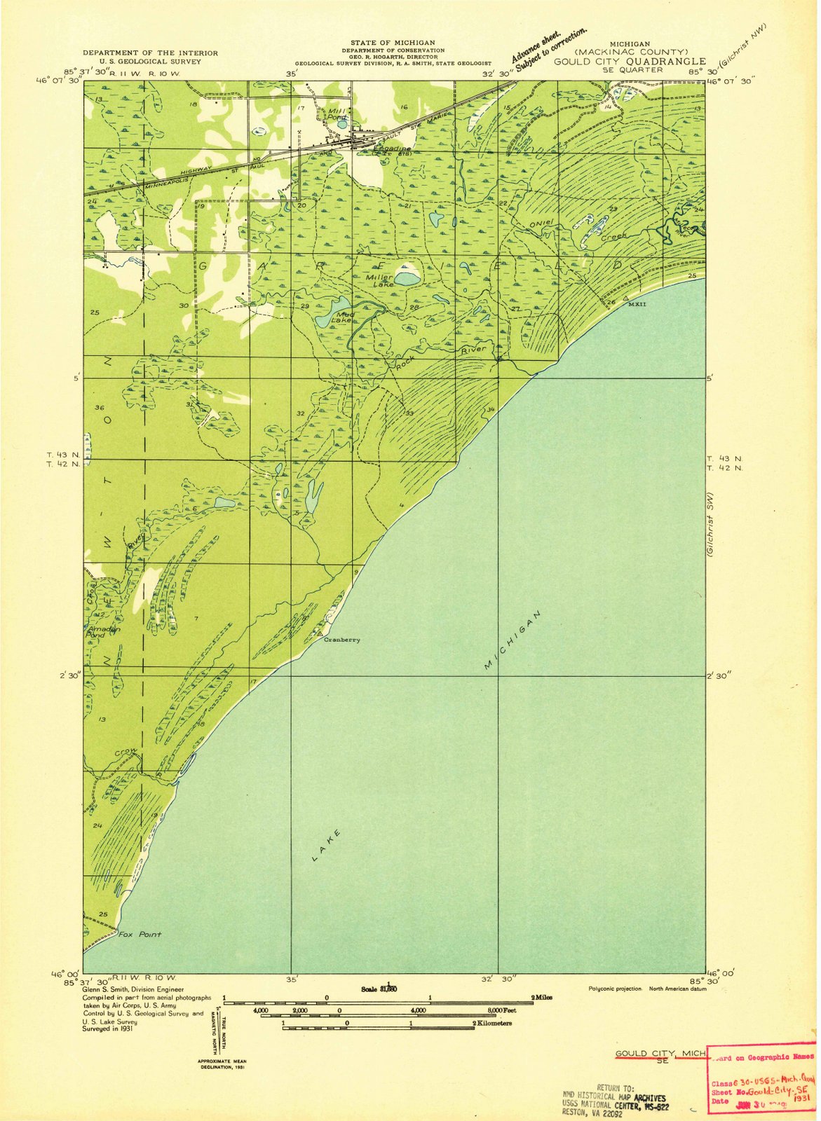 1931 Gould City, MI - Michigan - USGS Topographic Map v3