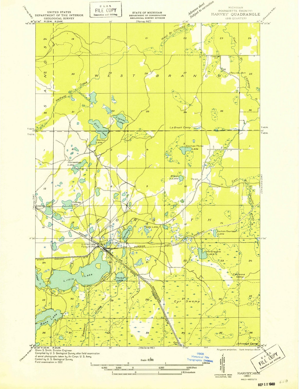 1932 Harvey, MI - Michigan - USGS Topographic Map v2
