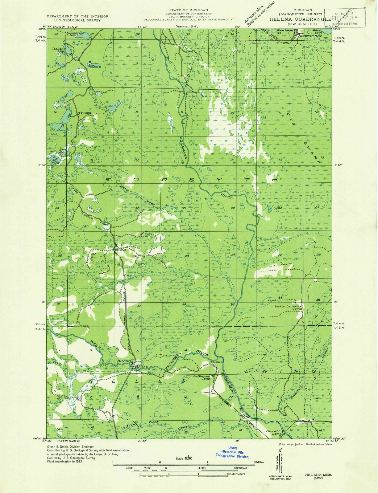 1932 Helena, MI - Michigan - USGS Topographic Map
