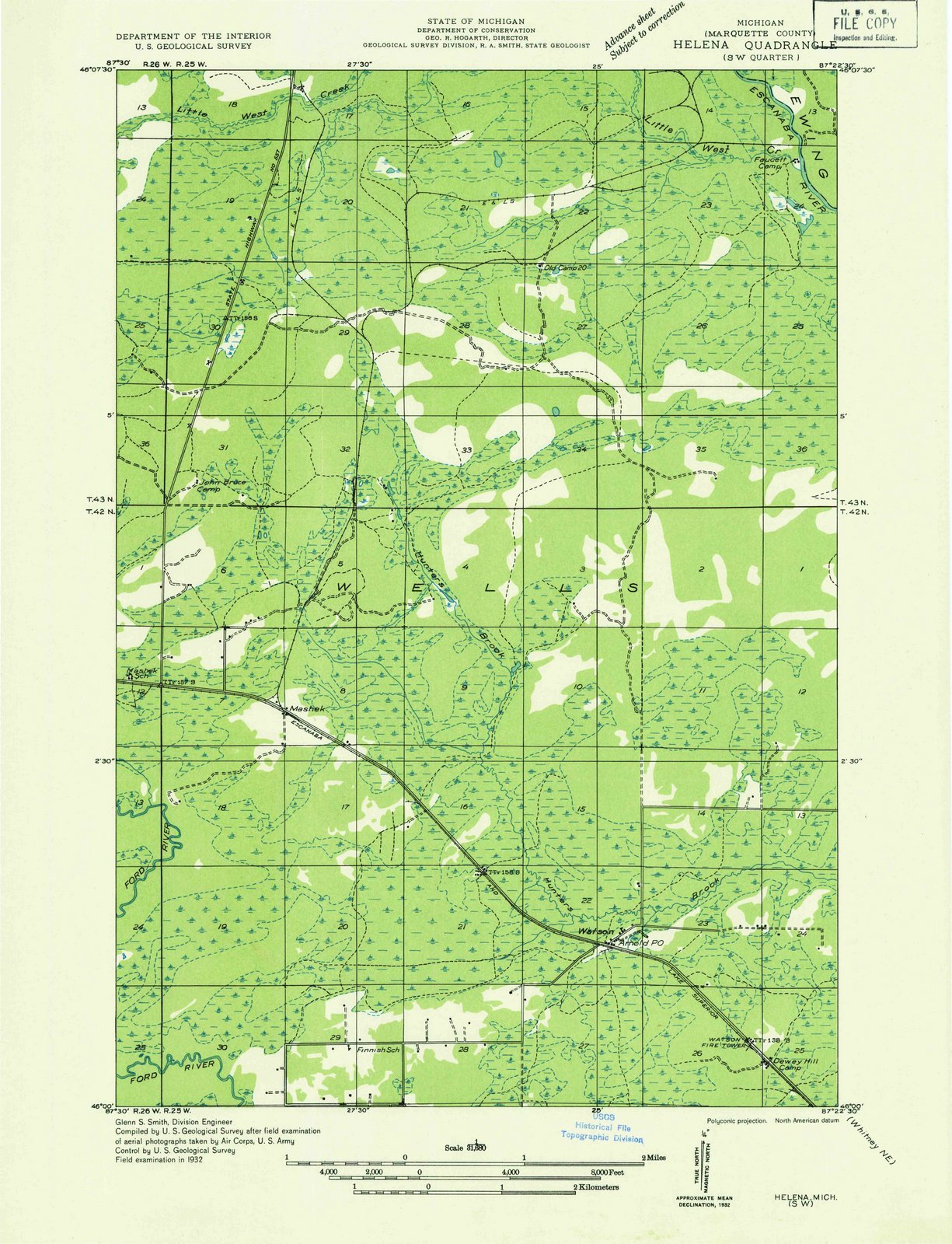 1932 Helena, MI - Michigan - USGS Topographic Map v2