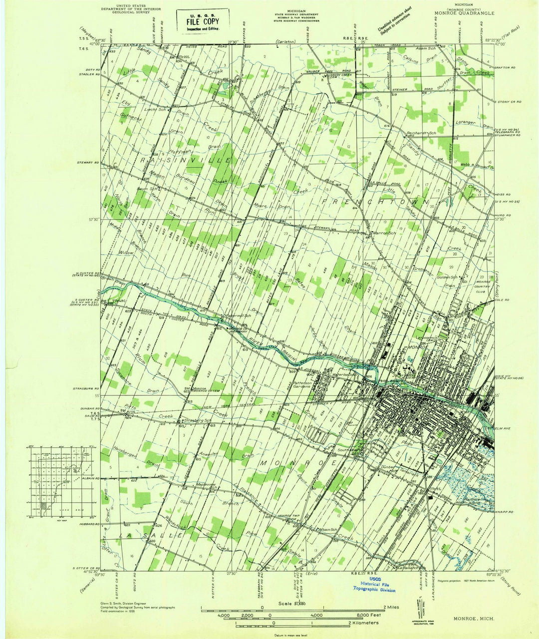 1927 Monroe, MI - Michigan - USGS Topographic Map