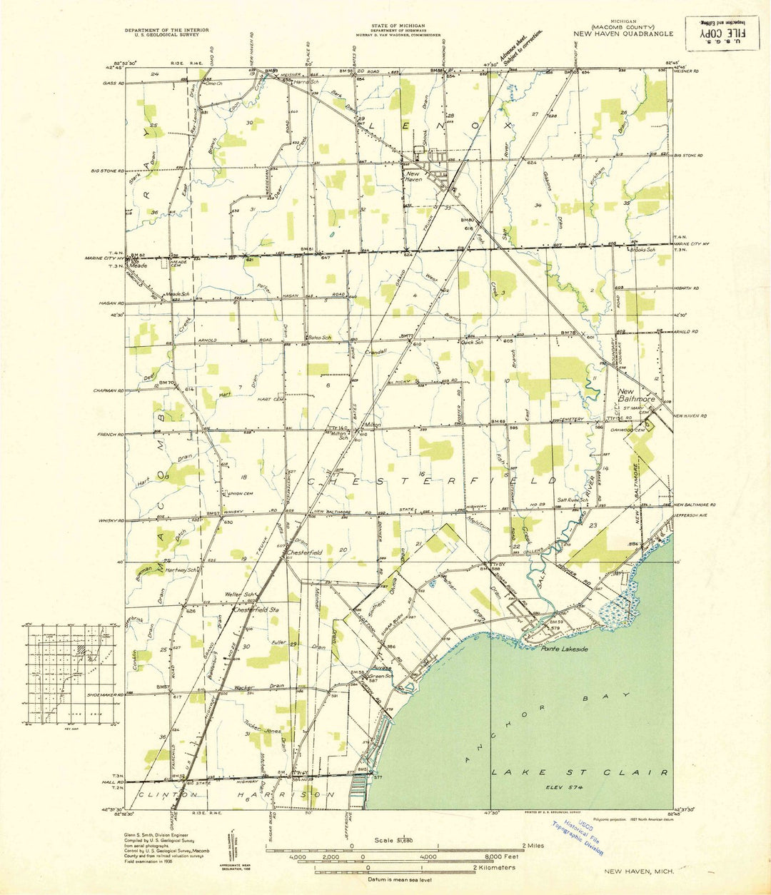 1936 New Haven, MI - Michigan - USGS Topographic Map