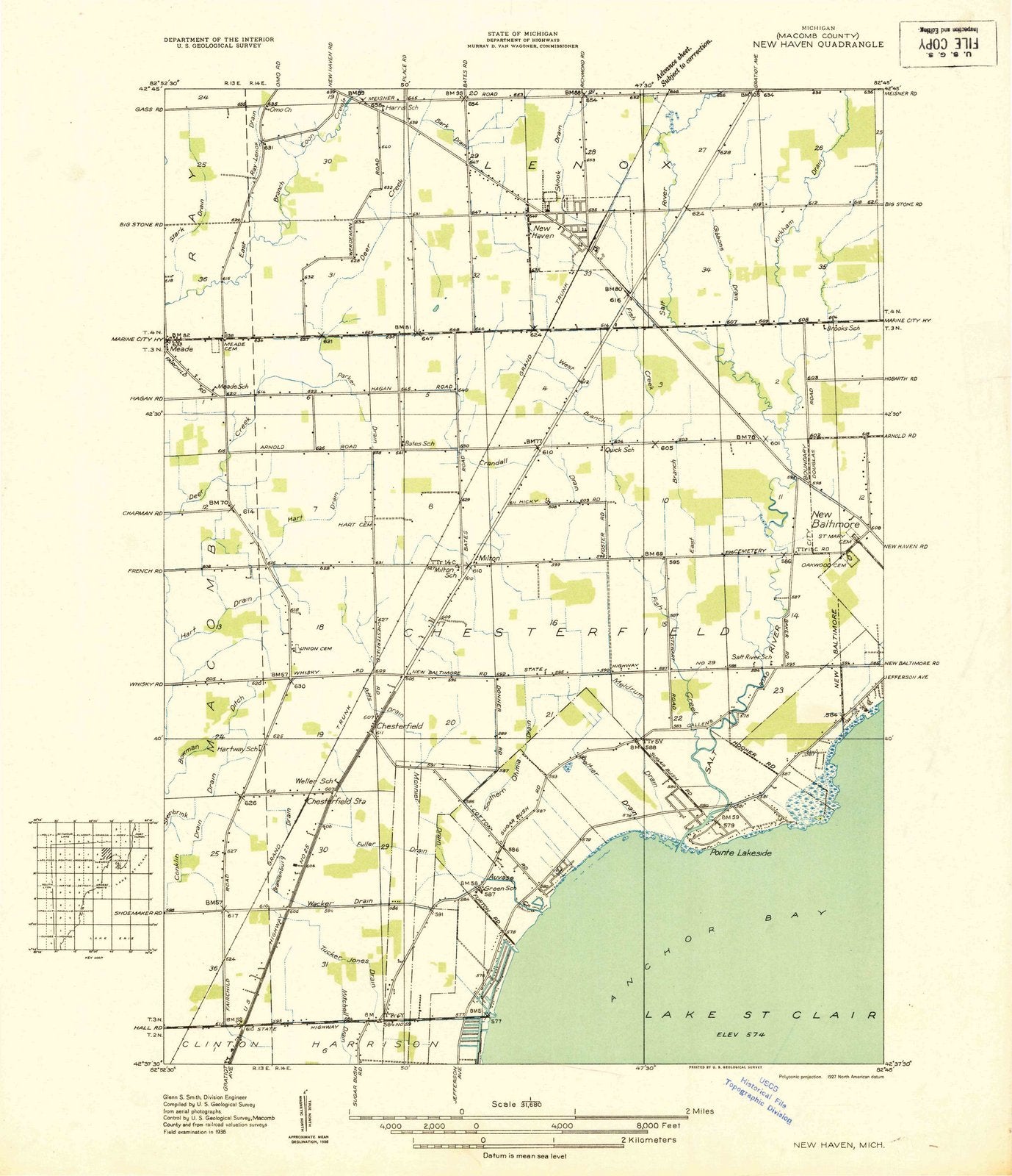 1936 New Haven, MI - Michigan - USGS Topographic Map