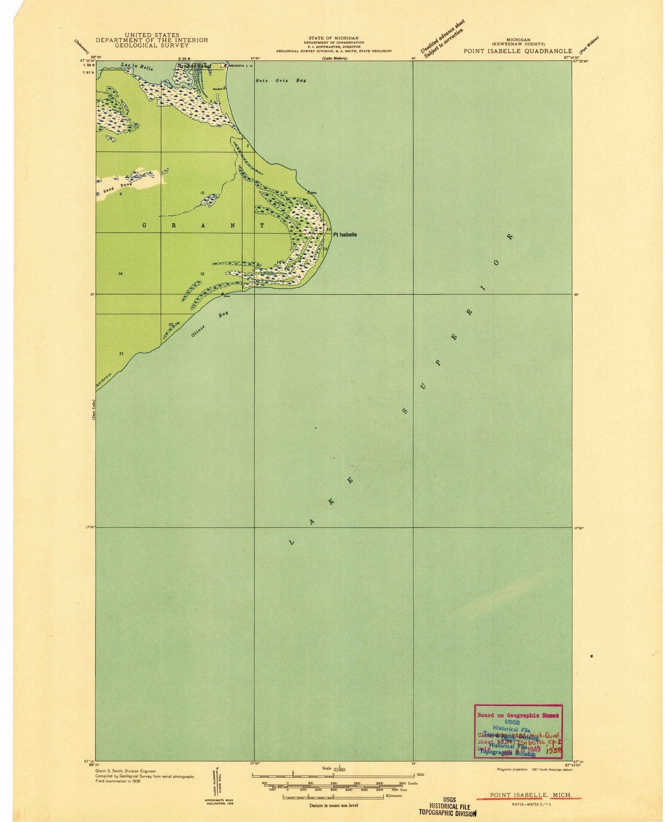 1927 Point Isabelle, MI - Michigan - USGS Topographic Map