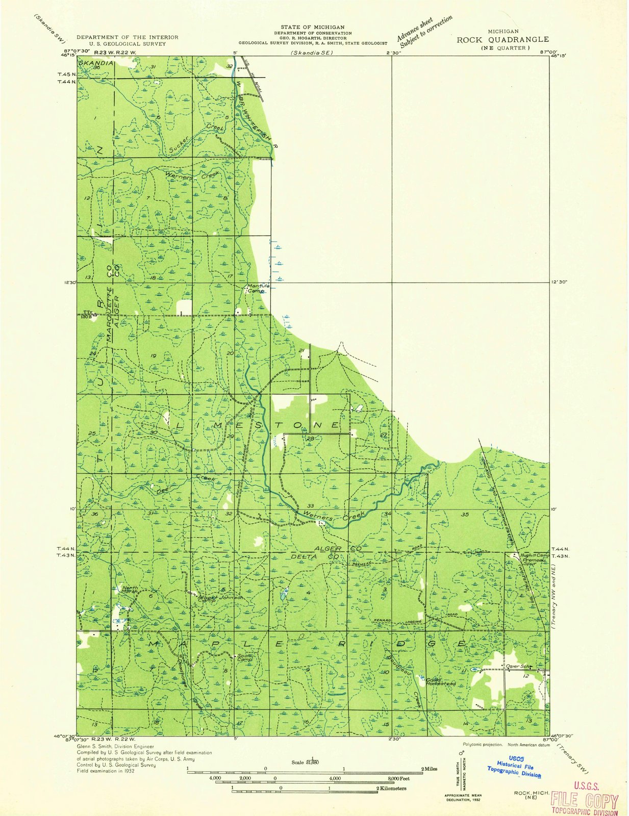 1932 Rock, MI - Michigan - USGS Topographic Map