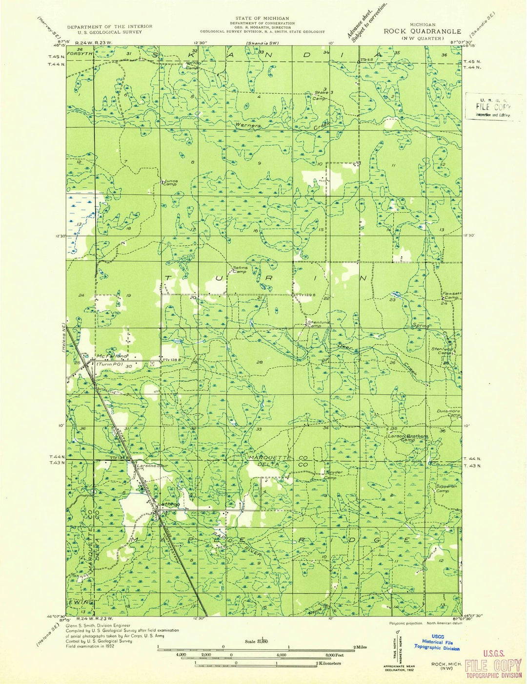 1932 Rock, MI - Michigan - USGS Topographic Map v2