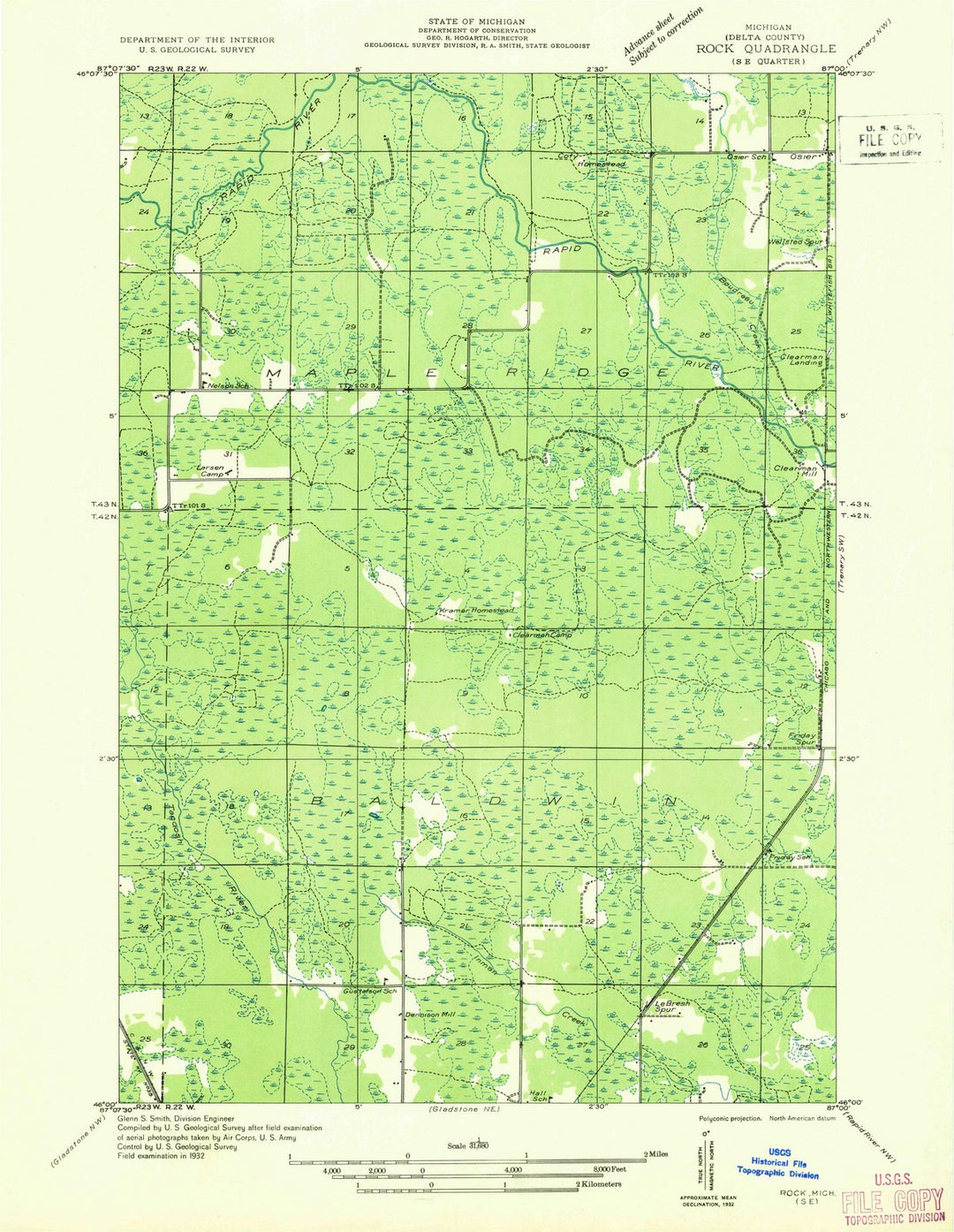 1932 Rock, MI - Michigan - USGS Topographic Map v3