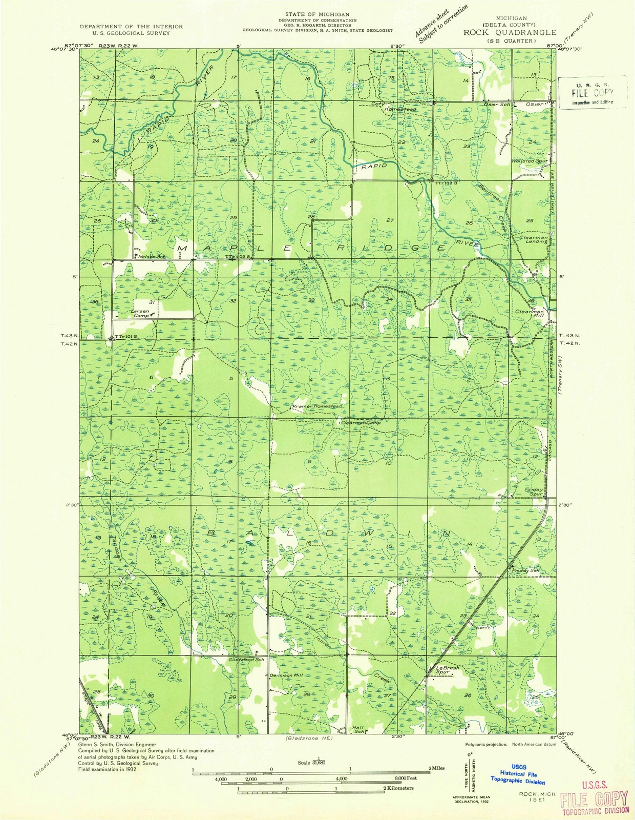 1932 Rock, MI - Michigan - USGS Topographic Map v3