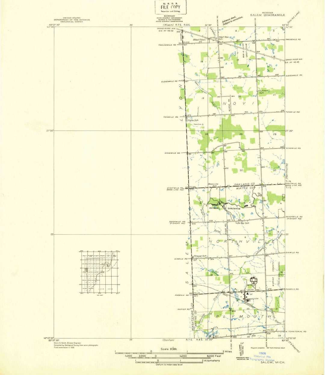 1936 Salem, MI - Michigan - USGS Topographic Map