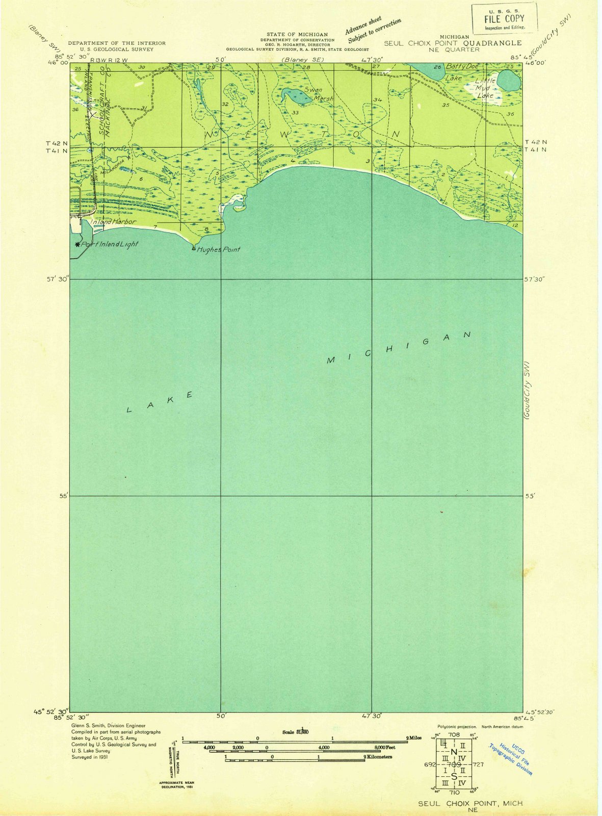1931 Seul Choix Point, MI - Michigan - USGS Topographic Map