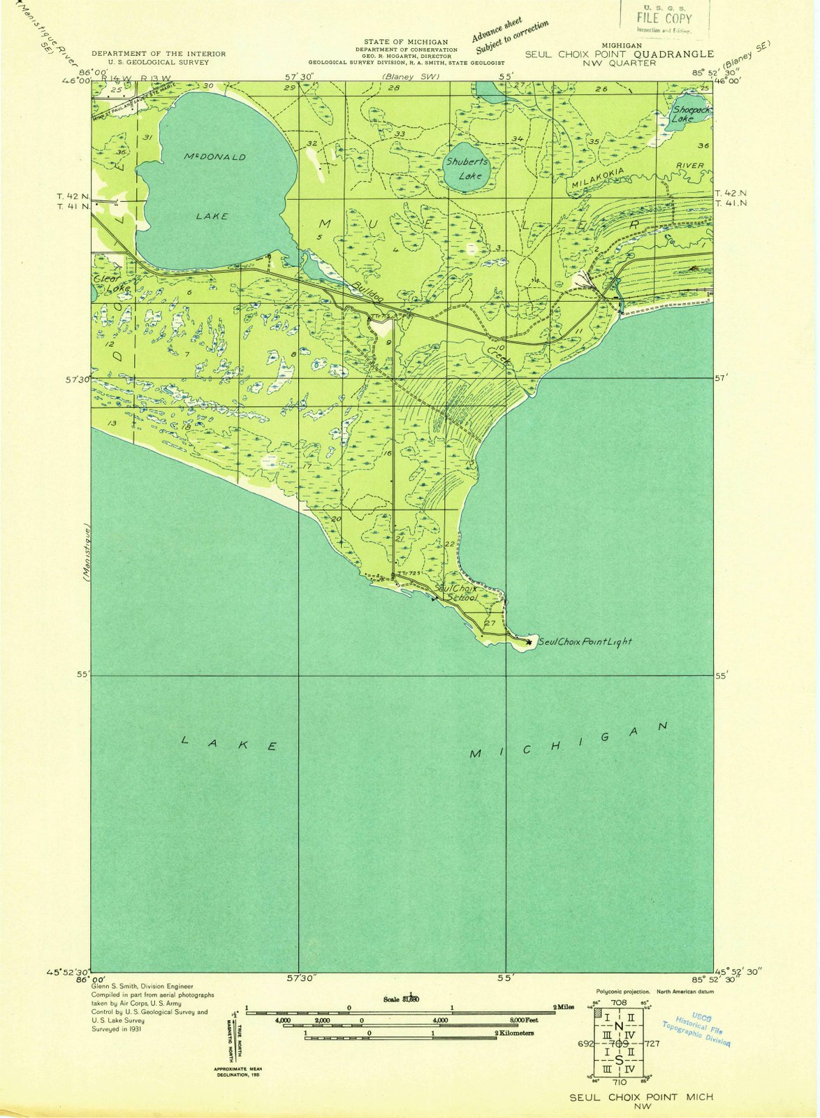 1931 Seul Choix Point, MI - Michigan - USGS Topographic Map v2