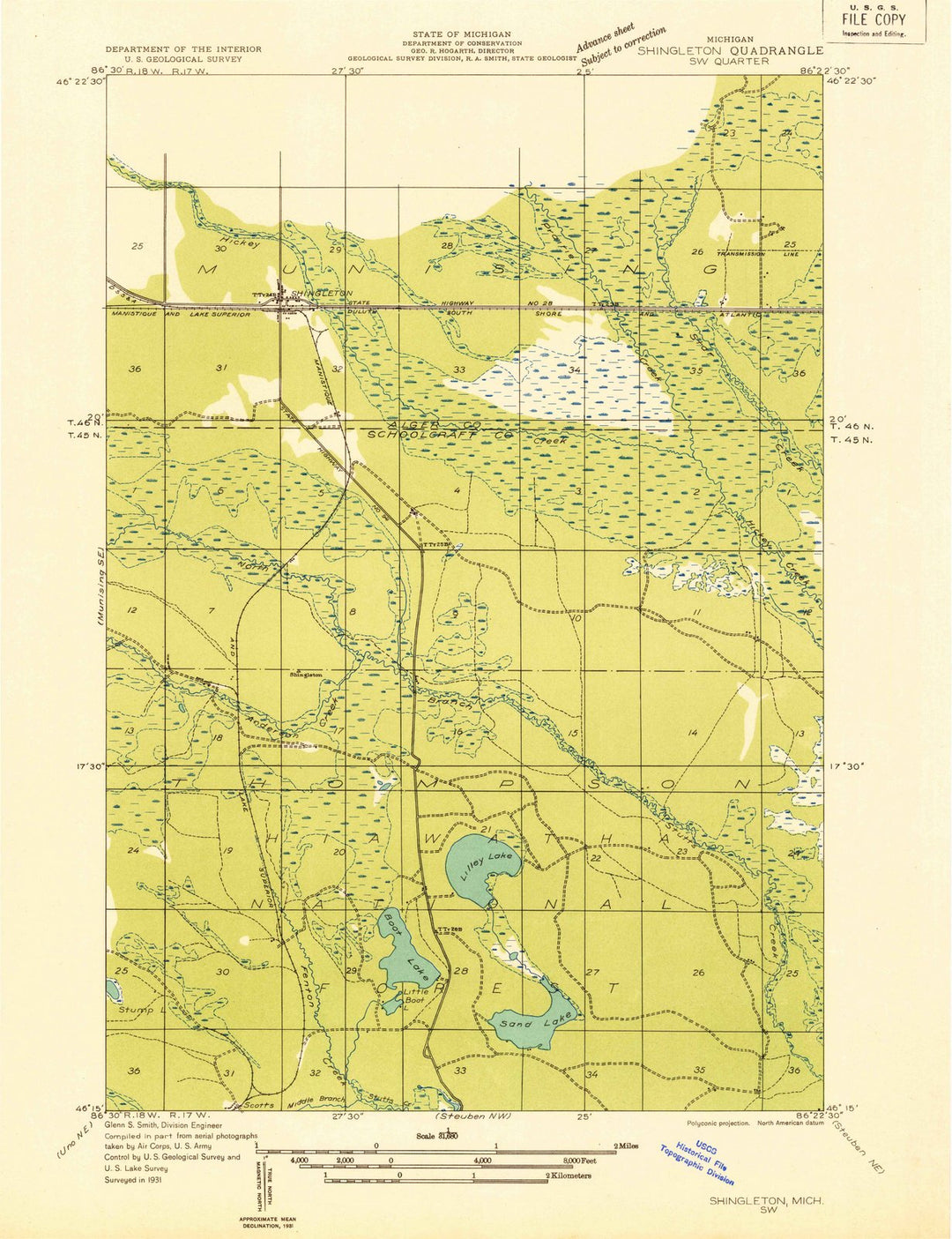 1931 Shingleton, MI - Michigan - USGS Topographic Map v2