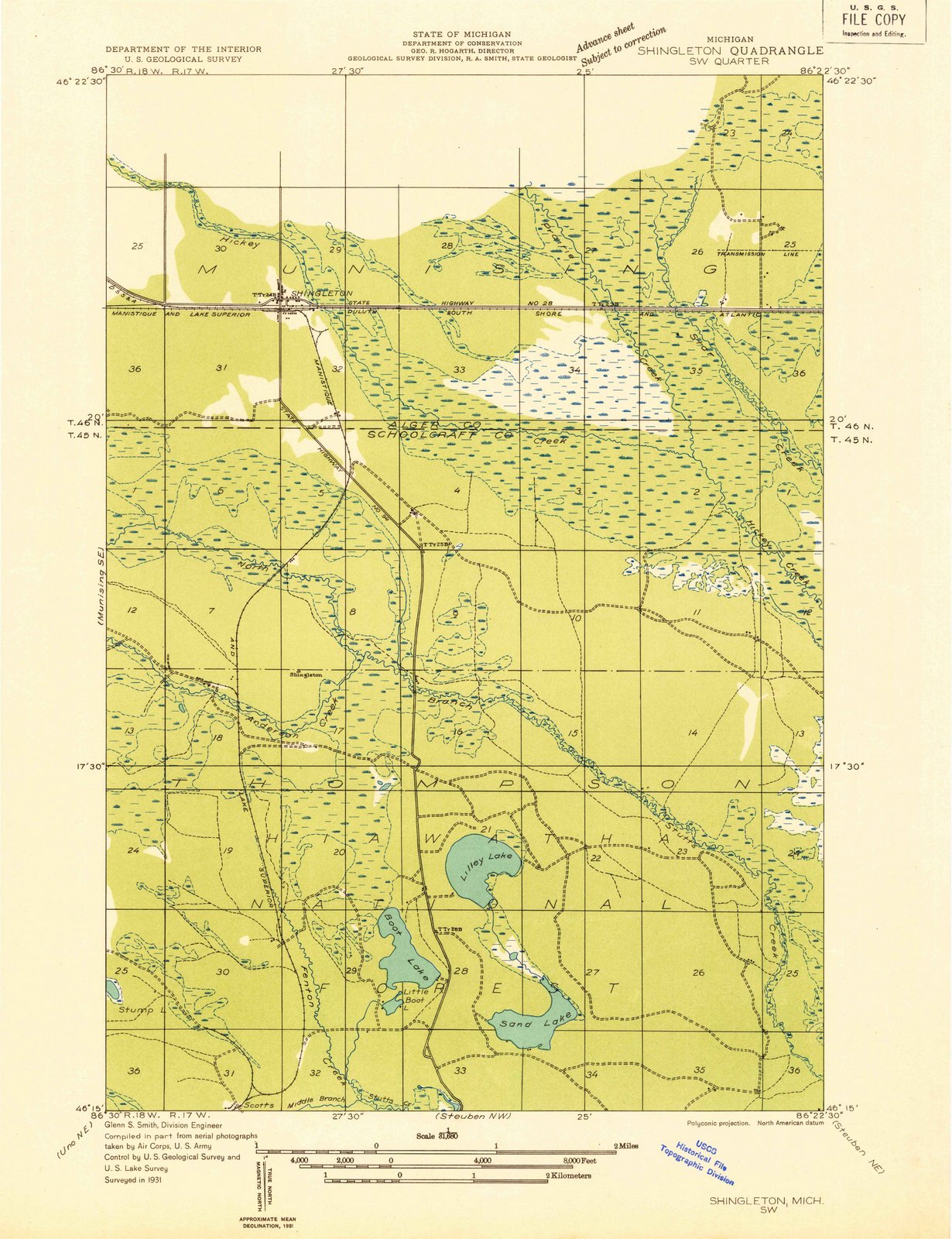 1931 Shingleton, MI - Michigan - USGS Topographic Map v2