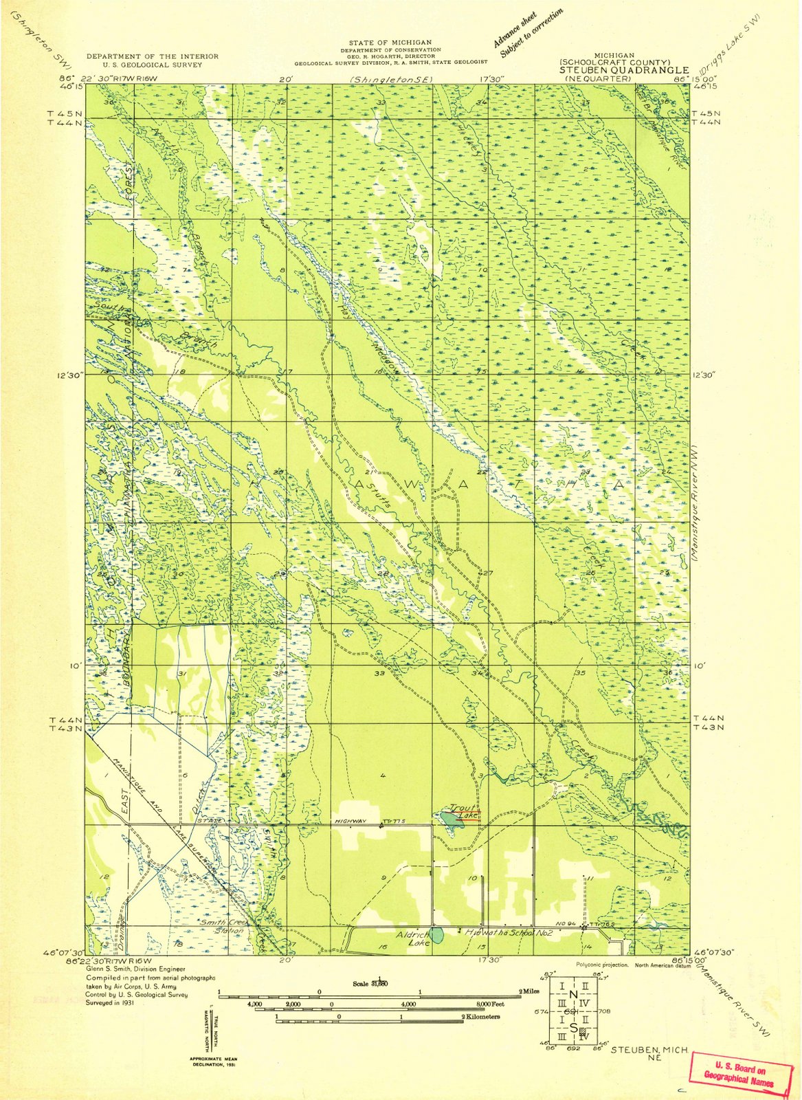 1931 Steuben, MI - Michigan - USGS Topographic Map