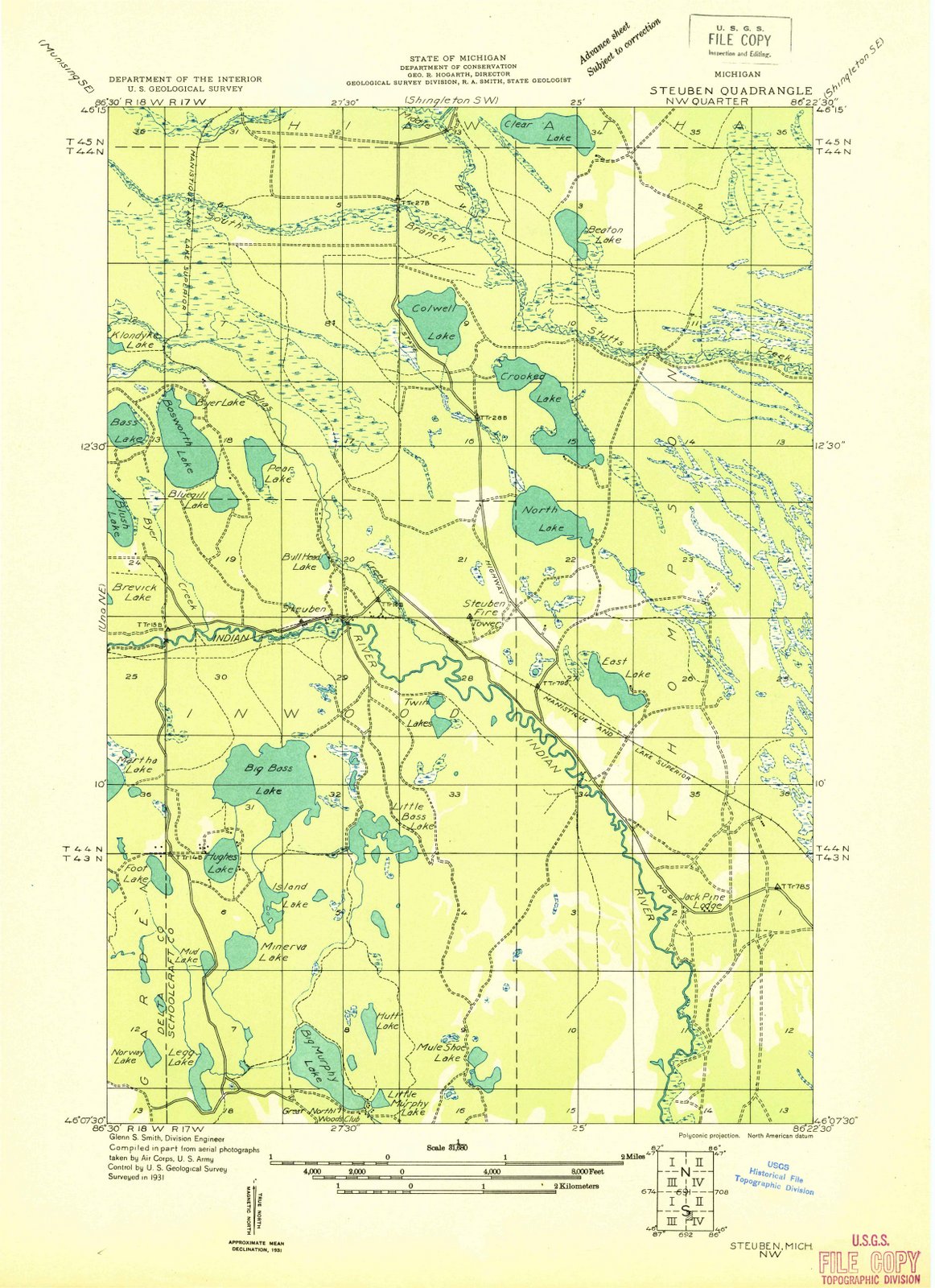 1931 Steuben, MI - Michigan - USGS Topographic Map v2