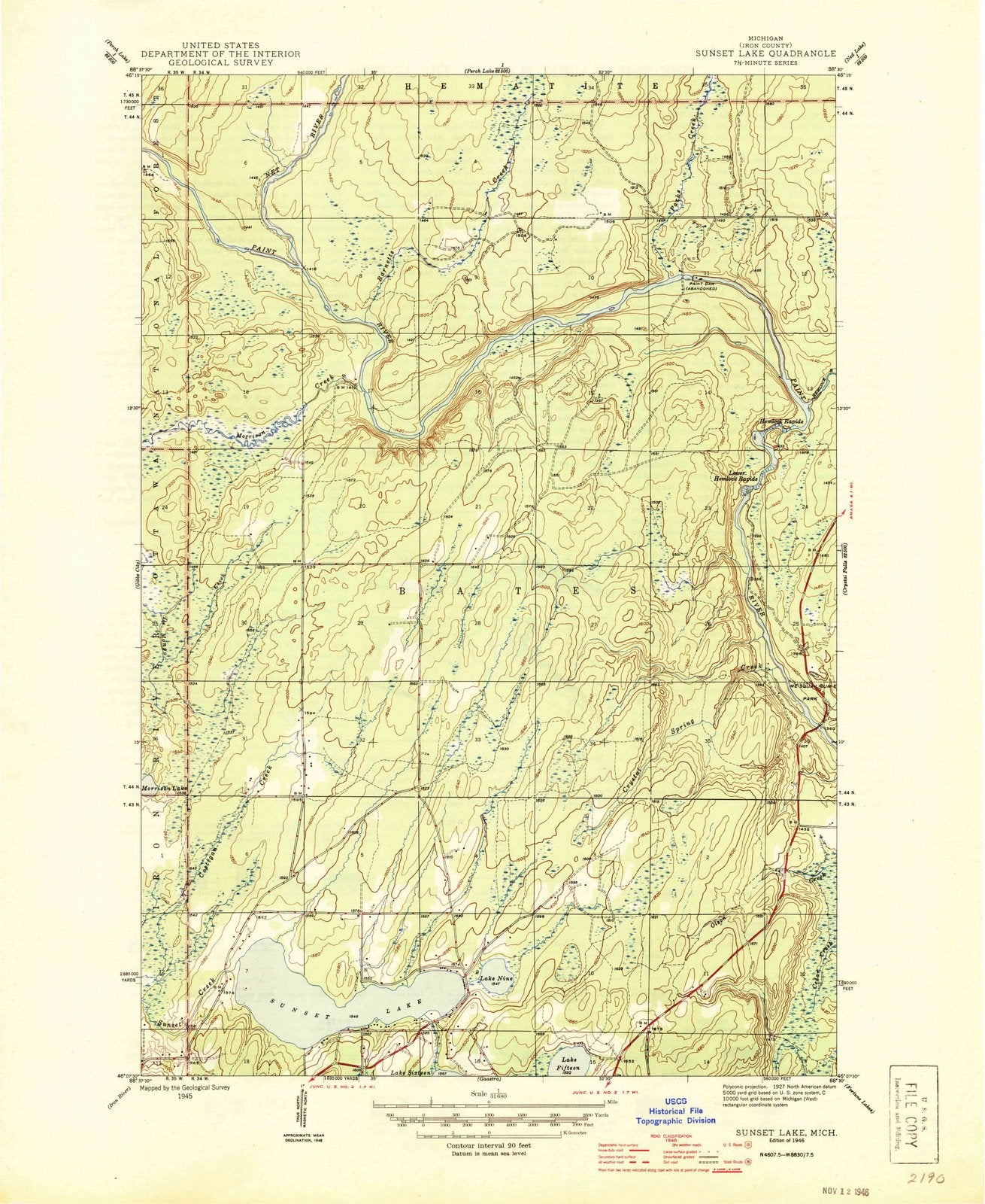 1946 Sunset Lake, MI - Michigan - USGS Topographic Map