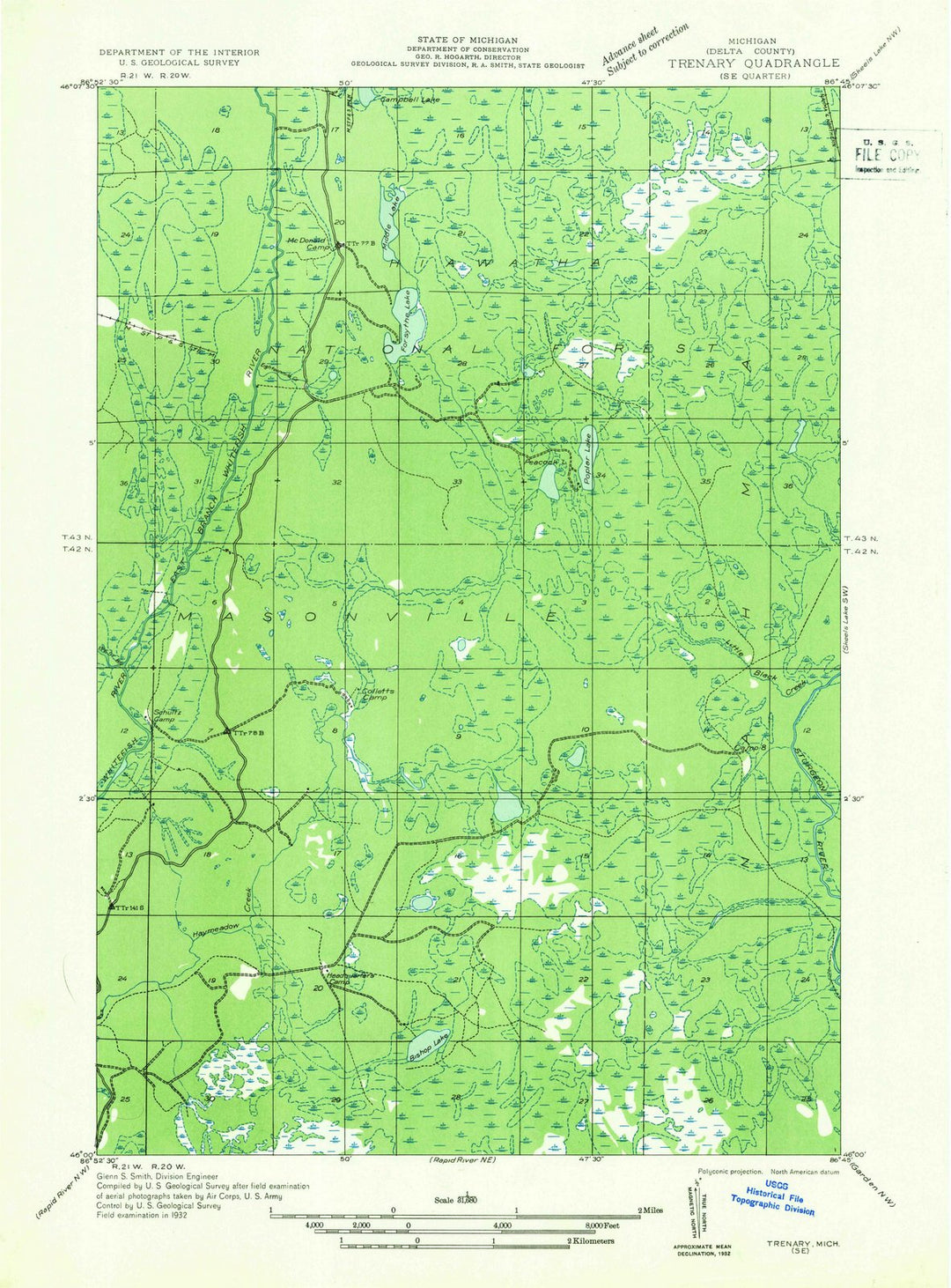 1932 Trenary, MI - Michigan - USGS Topographic Map