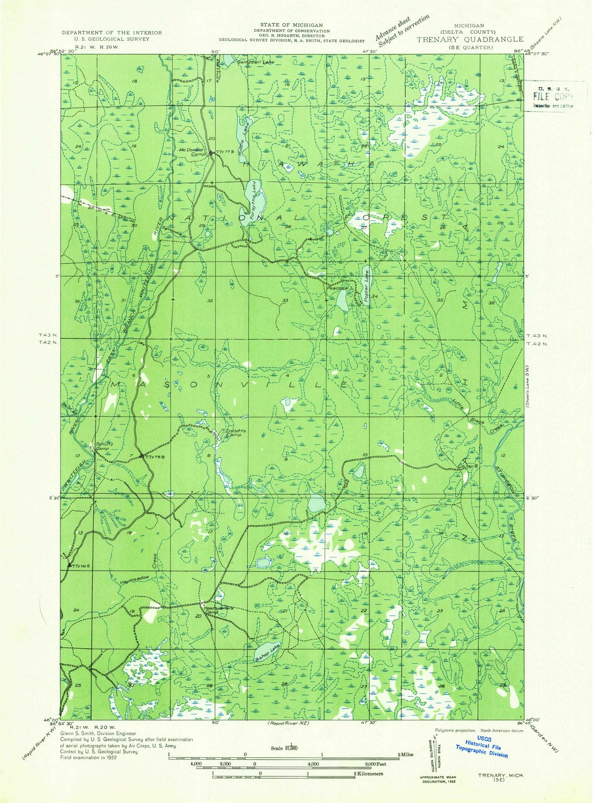 1932 Trenary, MI - Michigan - USGS Topographic Map