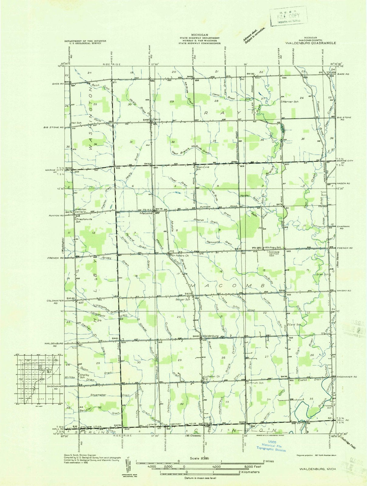 1936 Waldenburg, MI - Michigan - USGS Topographic Map