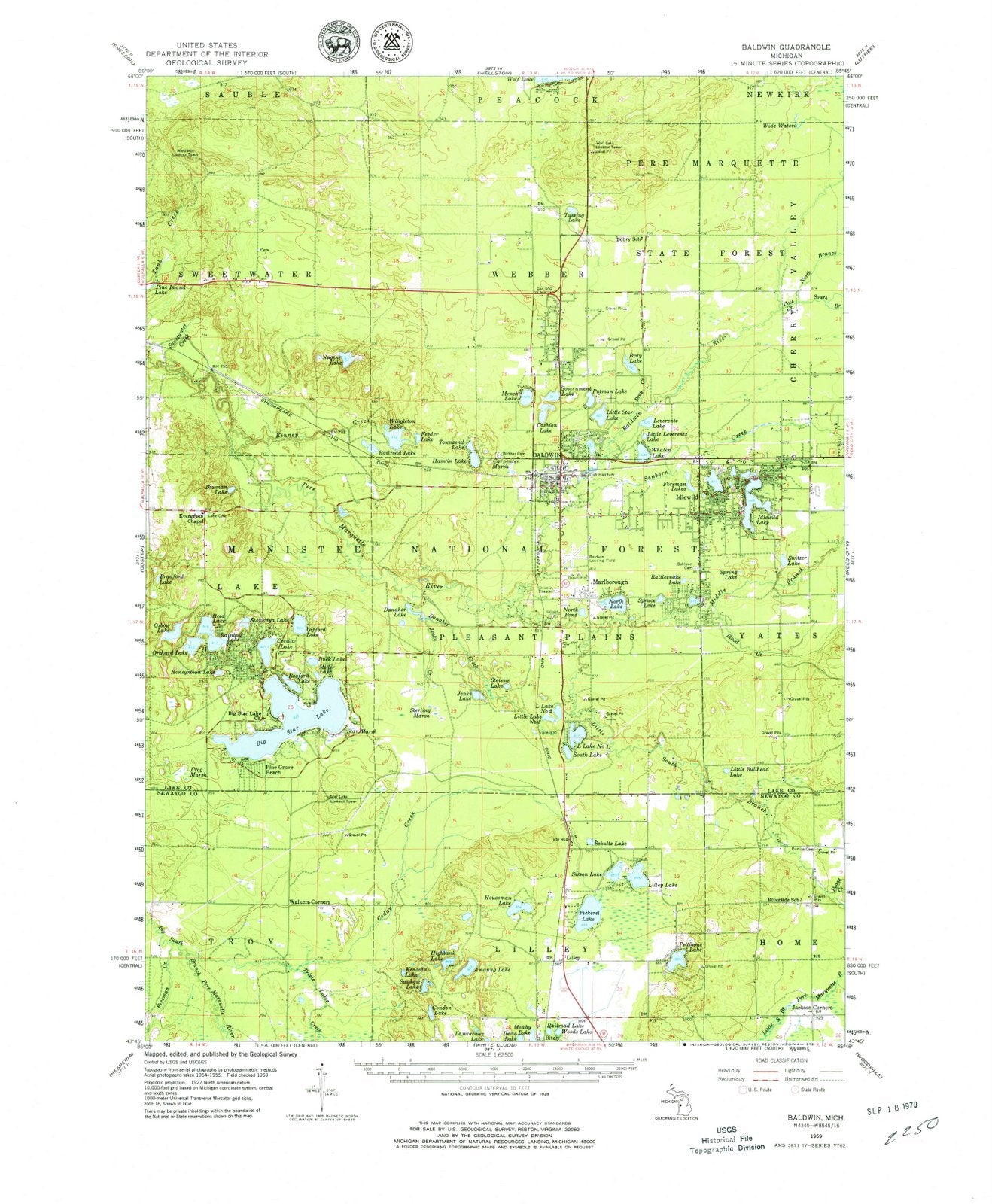 1959 Baldwin, MI - Michigan - USGS Topographic Map