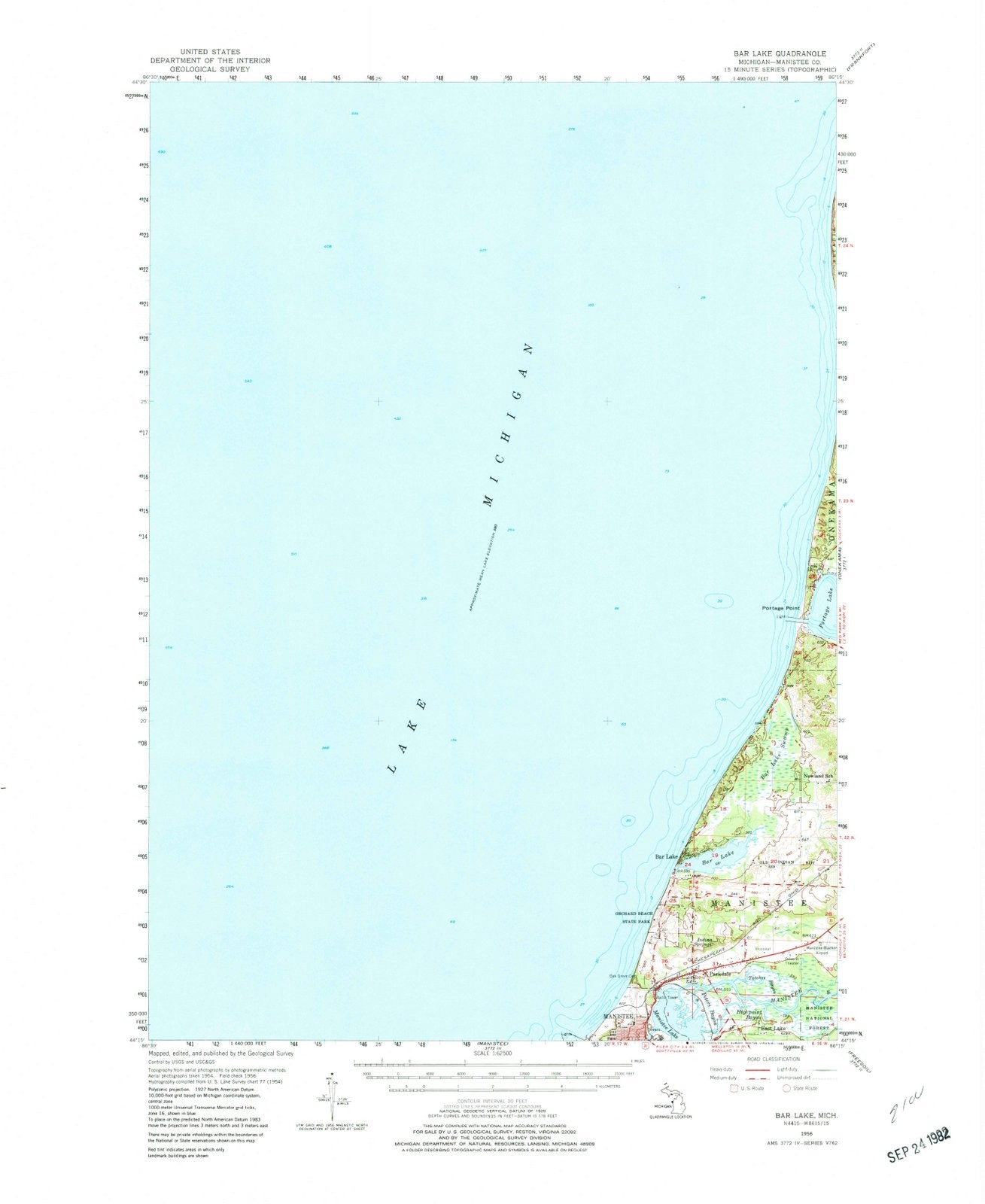 1956 Bar Lake, MI - Michigan - USGS Topographic Map
