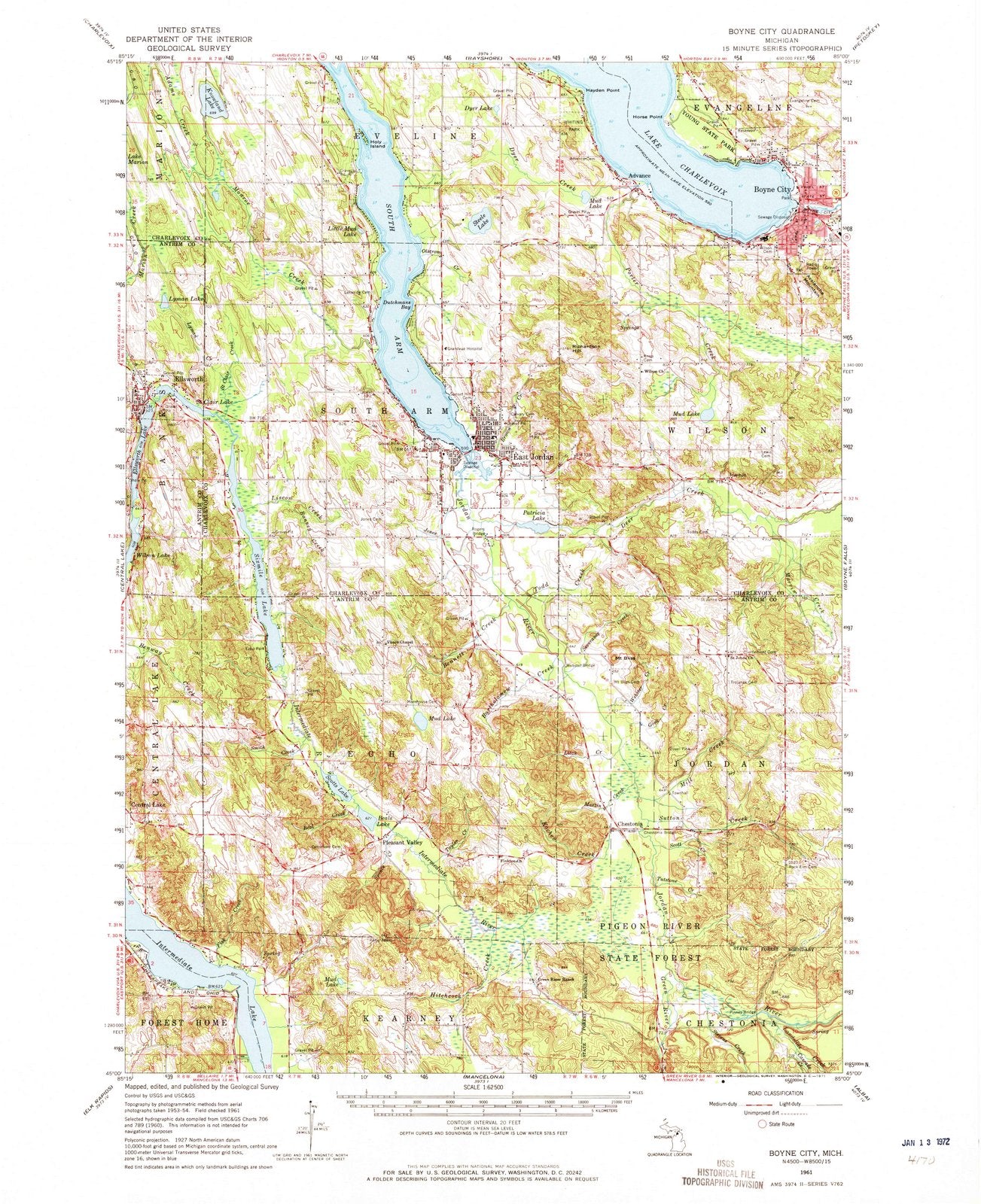 1961 Boyne City, MI - Michigan - USGS Topographic Map