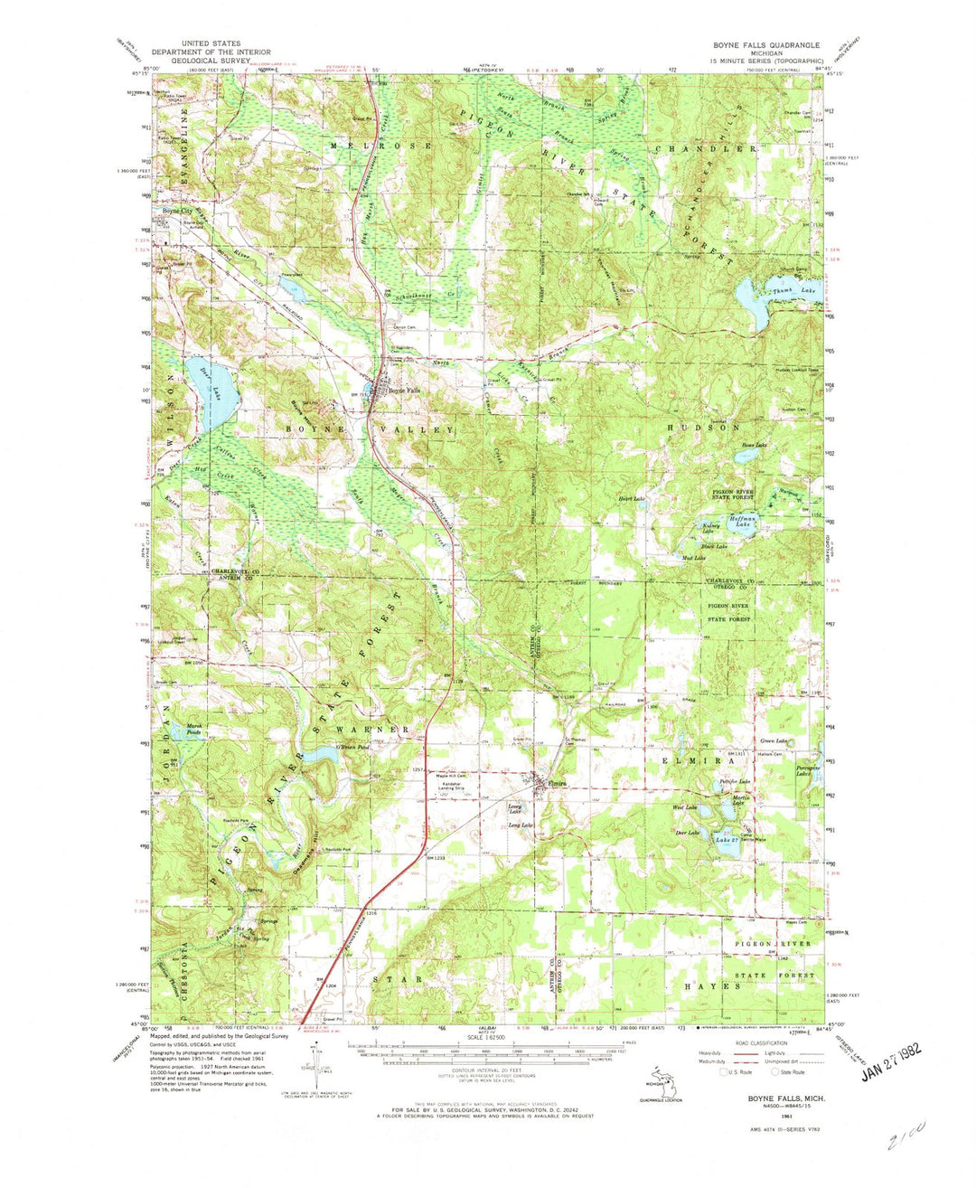 1961 Boyne Falls, MI - Michigan - USGS Topographic Map